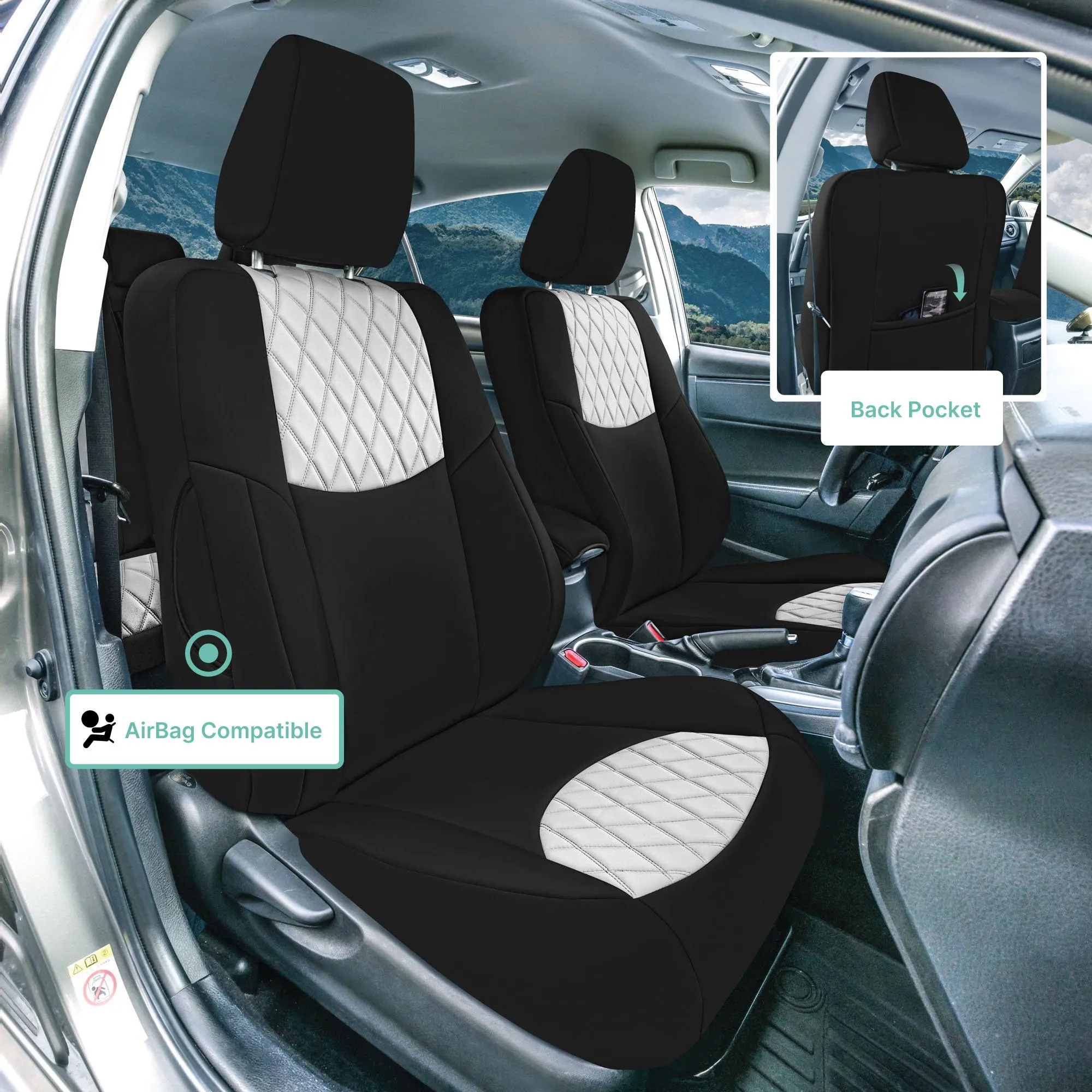 Toyota Corolla S | SE | LE 2014-2019 - Full Set Seat Covers - Gray Ultraflex Neoprene