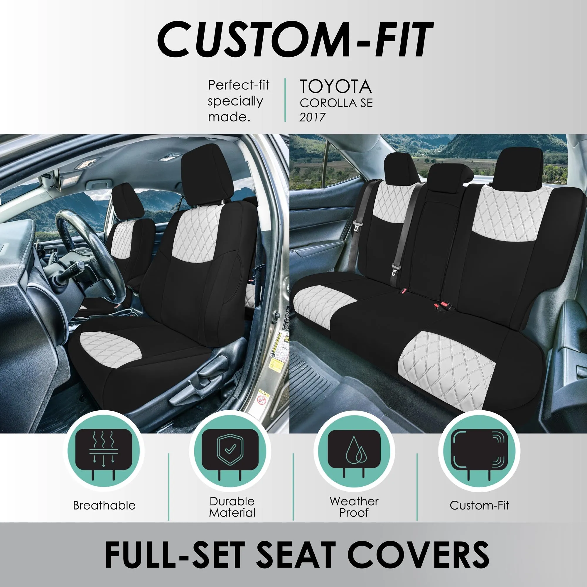 Toyota Corolla S | SE | LE 2014-2019 - Full Set Seat Covers - Gray Ultraflex Neoprene