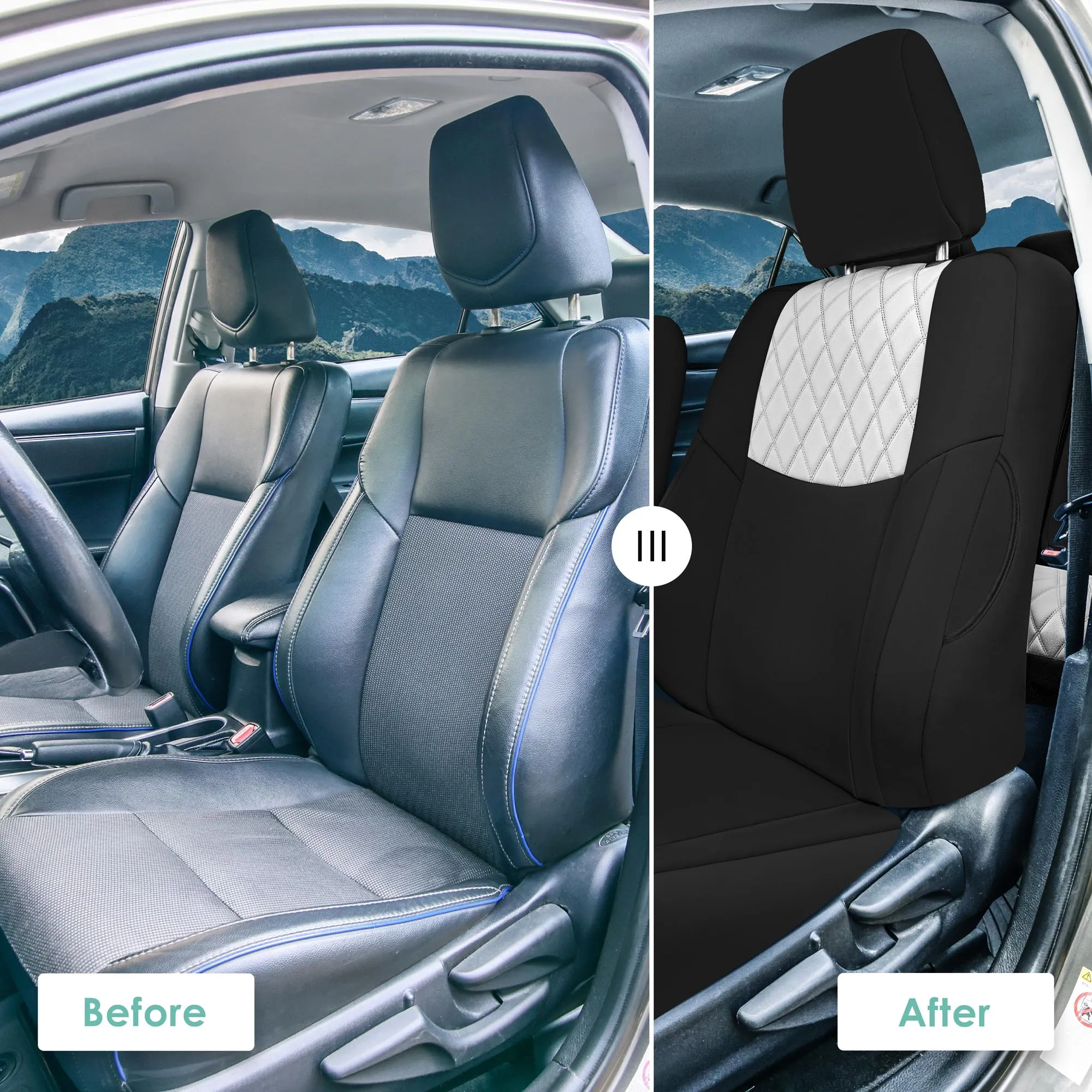 Toyota Corolla S | SE | LE 2014-2019 - Full Set Seat Covers - Gray Ultraflex Neoprene