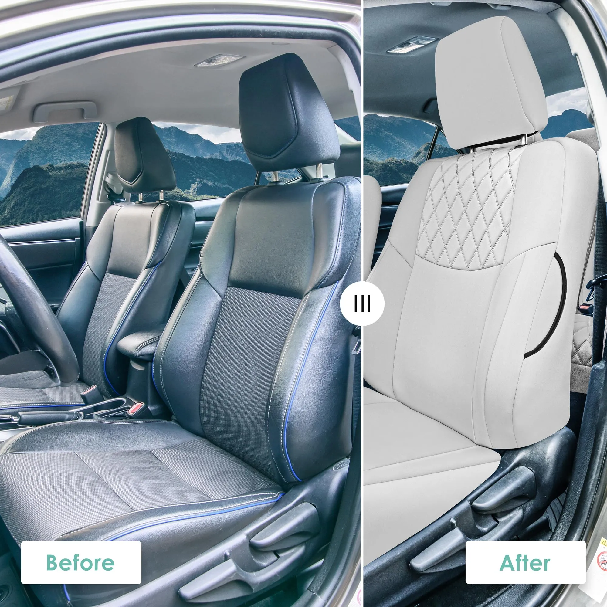 Toyota Corolla S | SE | LE 2014-2019 - Full Set Seat Covers - Solid Gray Ultraflex Neoprene