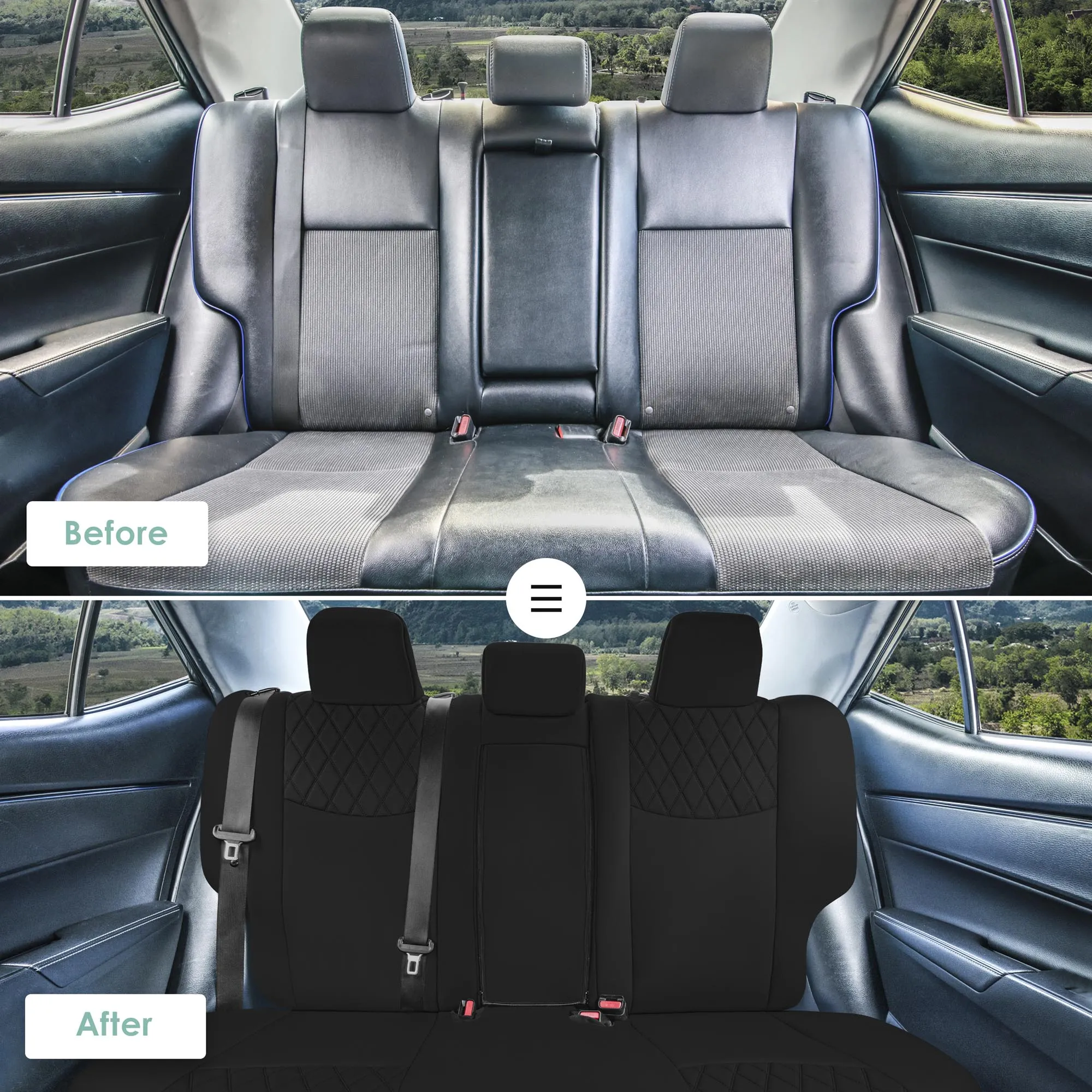 Toyota Corolla S | SE | LE 2014-2019 - Rear Set Seat Covers - Black Ultraflex Neoprene