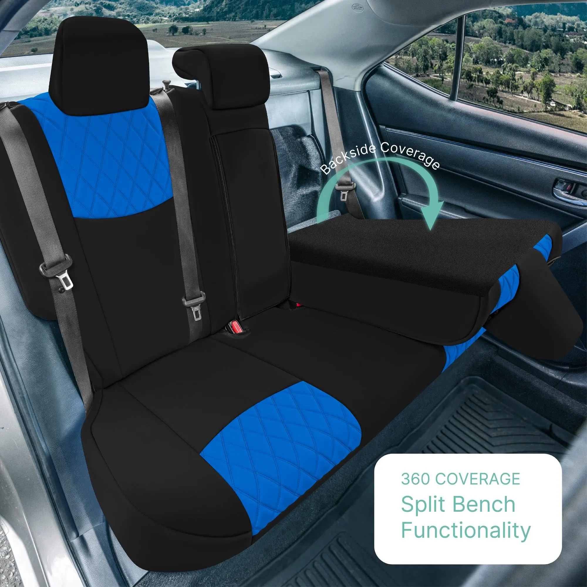 Toyota Corolla S | SE | LE 2014-2019 - Rear Set Seat Covers - Blue Ultraflex Neoprene