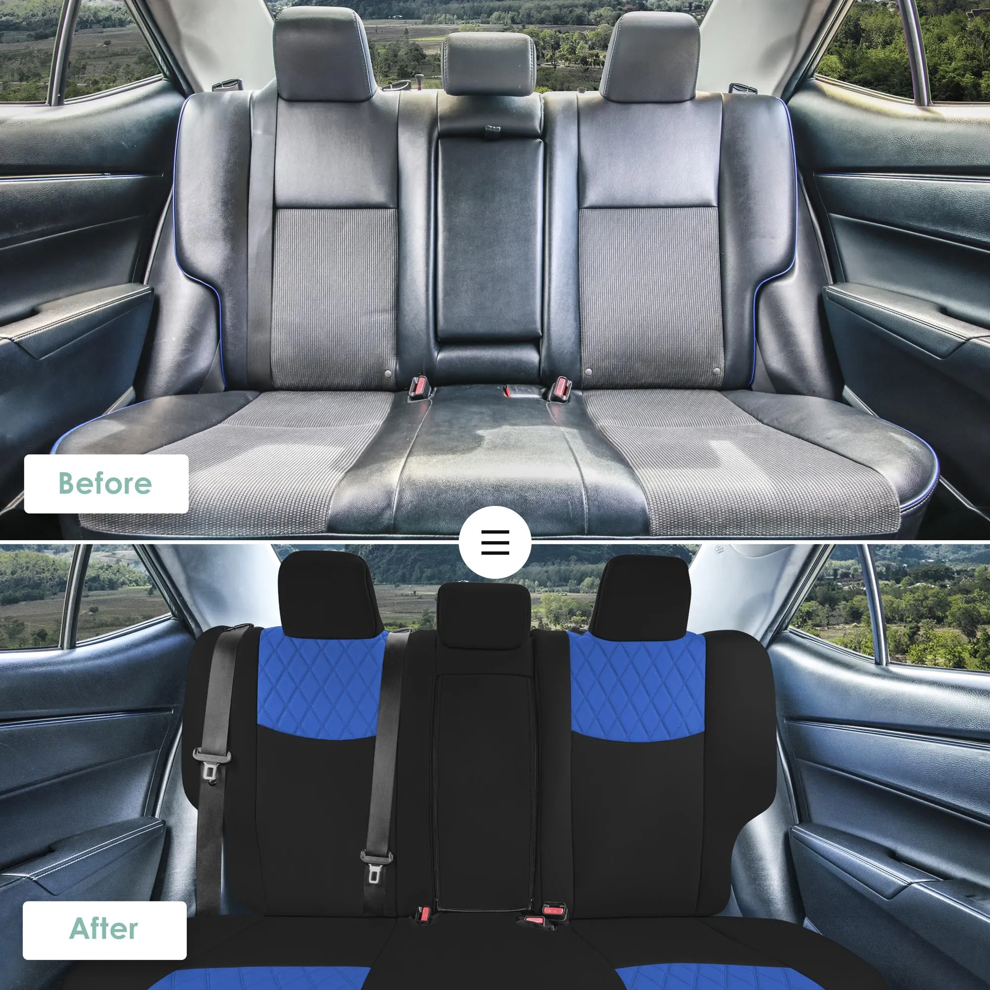 Toyota Corolla S | SE | LE 2014-2019 - Rear Set Seat Covers - Blue Ultraflex Neoprene