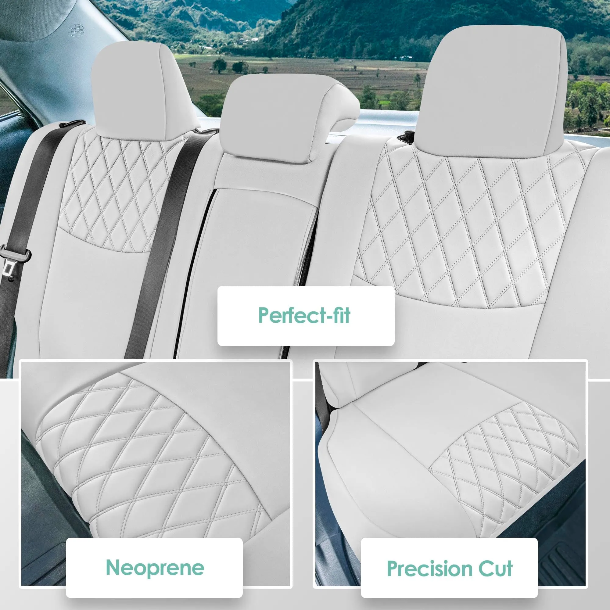 Toyota Corolla S | SE | LE 2014-2019 - Rear Set Seat Covers - Solid Gray Ultraflex Neoprene