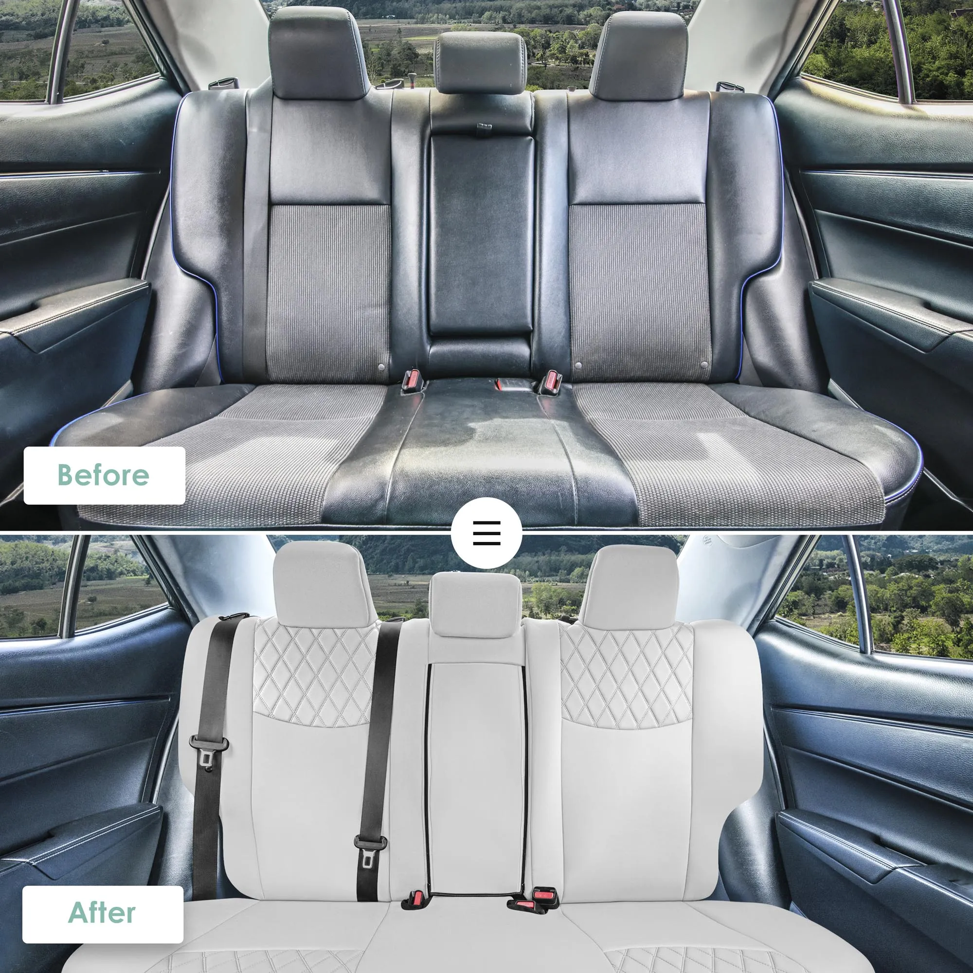 Toyota Corolla S | SE | LE 2014-2019 - Rear Set Seat Covers - Solid Gray Ultraflex Neoprene