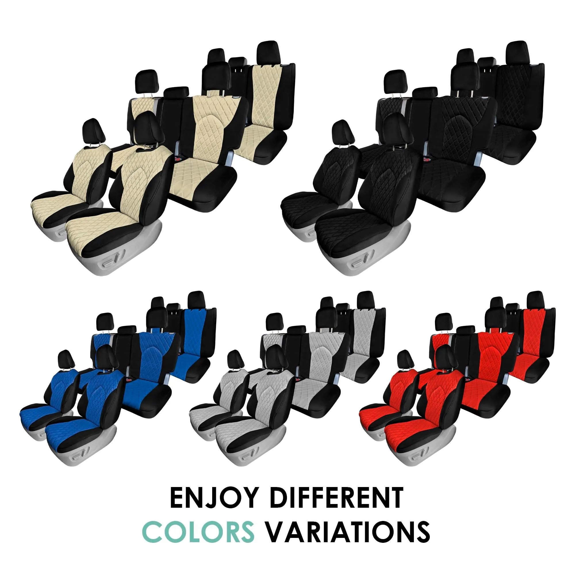 Toyota Highlander - 2020 - 2024  - Full Set Seat Covers - Black Ultraflex Neoprene
