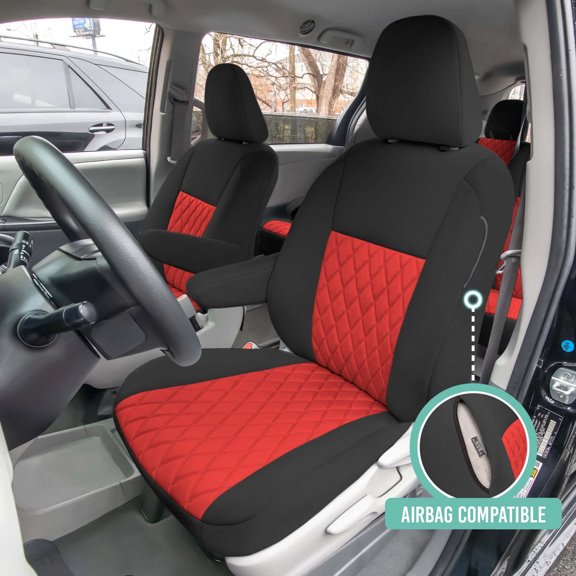 Toyota Sienna 2011 - 2020 - Front Set Seat Covers - Red Ultraflex Neoprene