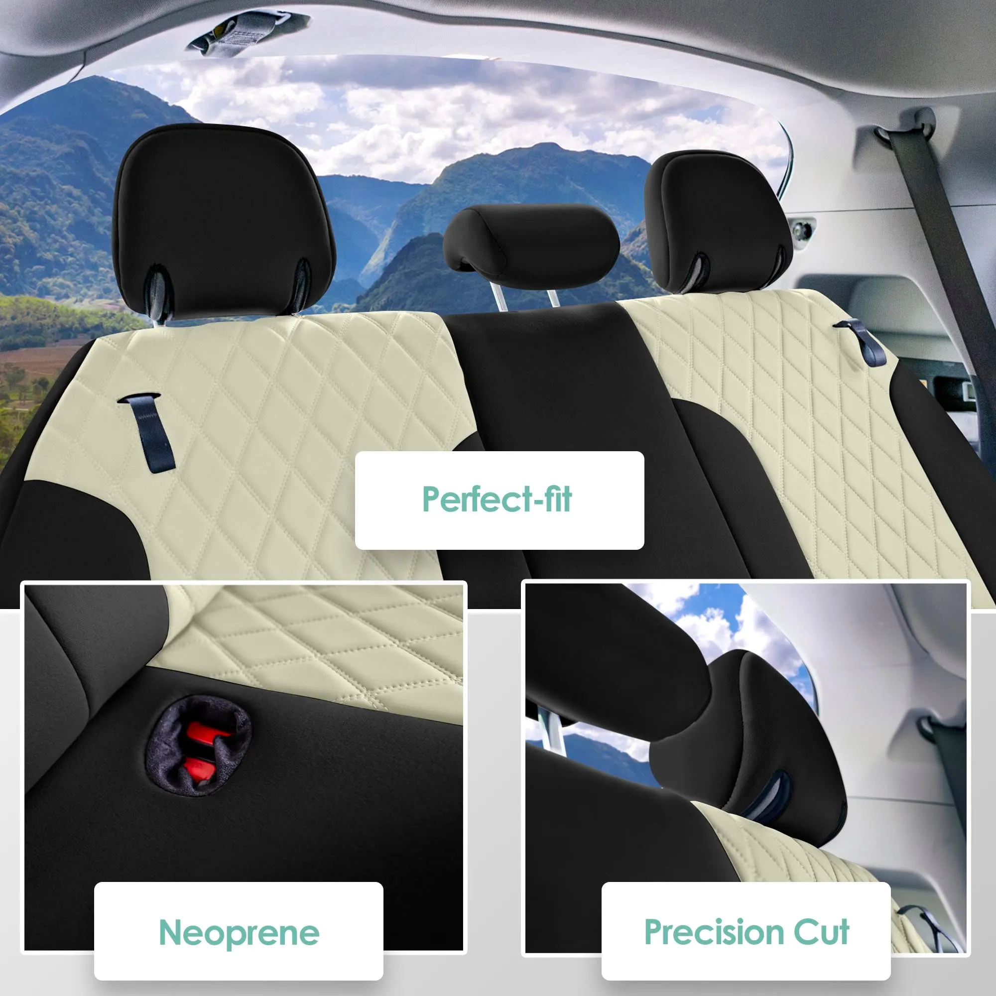 Toyota Sienna 2021 - 2024 - 3rd Row Set Seat Covers - Beige Ultraflex Neoprene