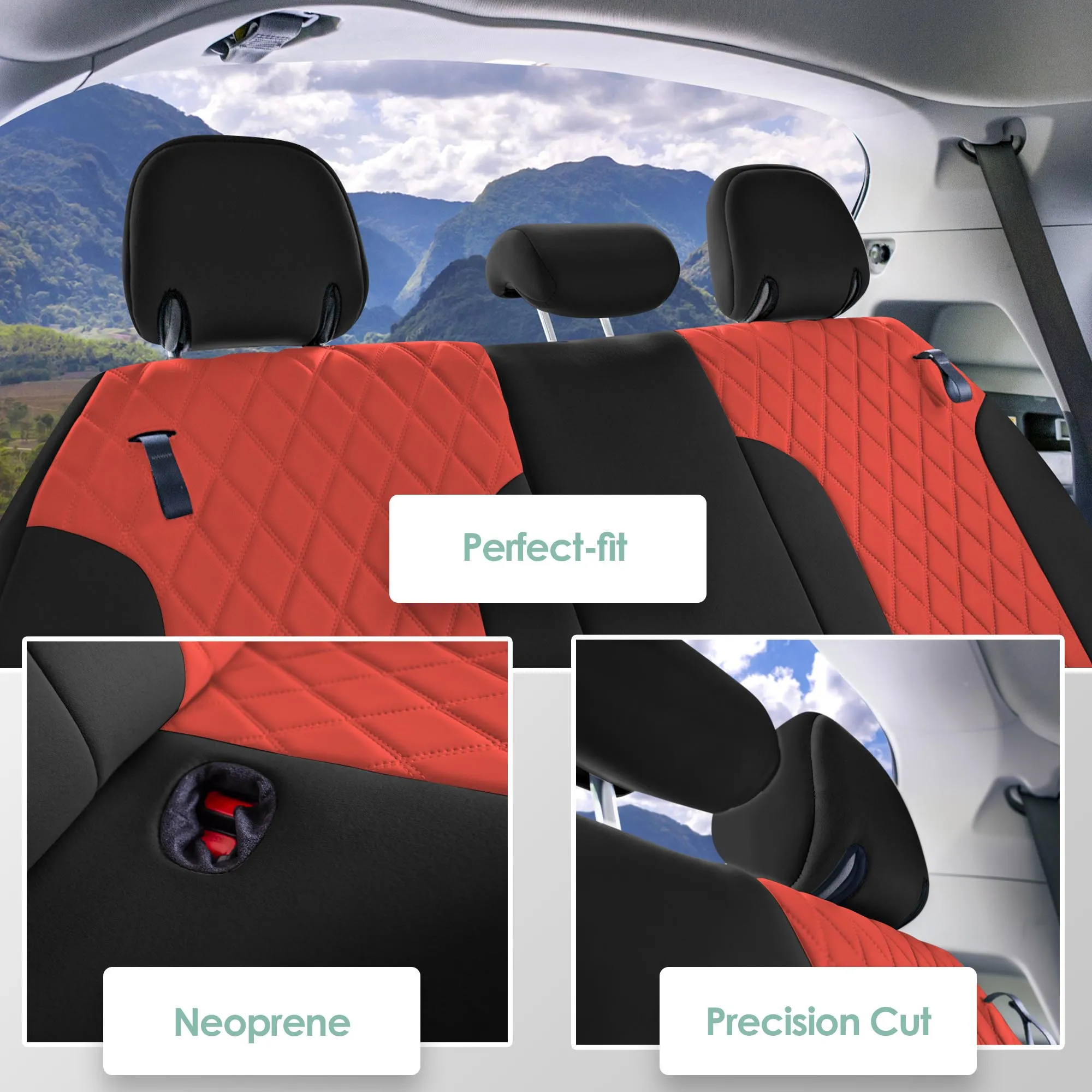 Toyota Sienna 2021 - 2024 - 3rd Row Set Seat Covers - Red Ultraflex Neoprene