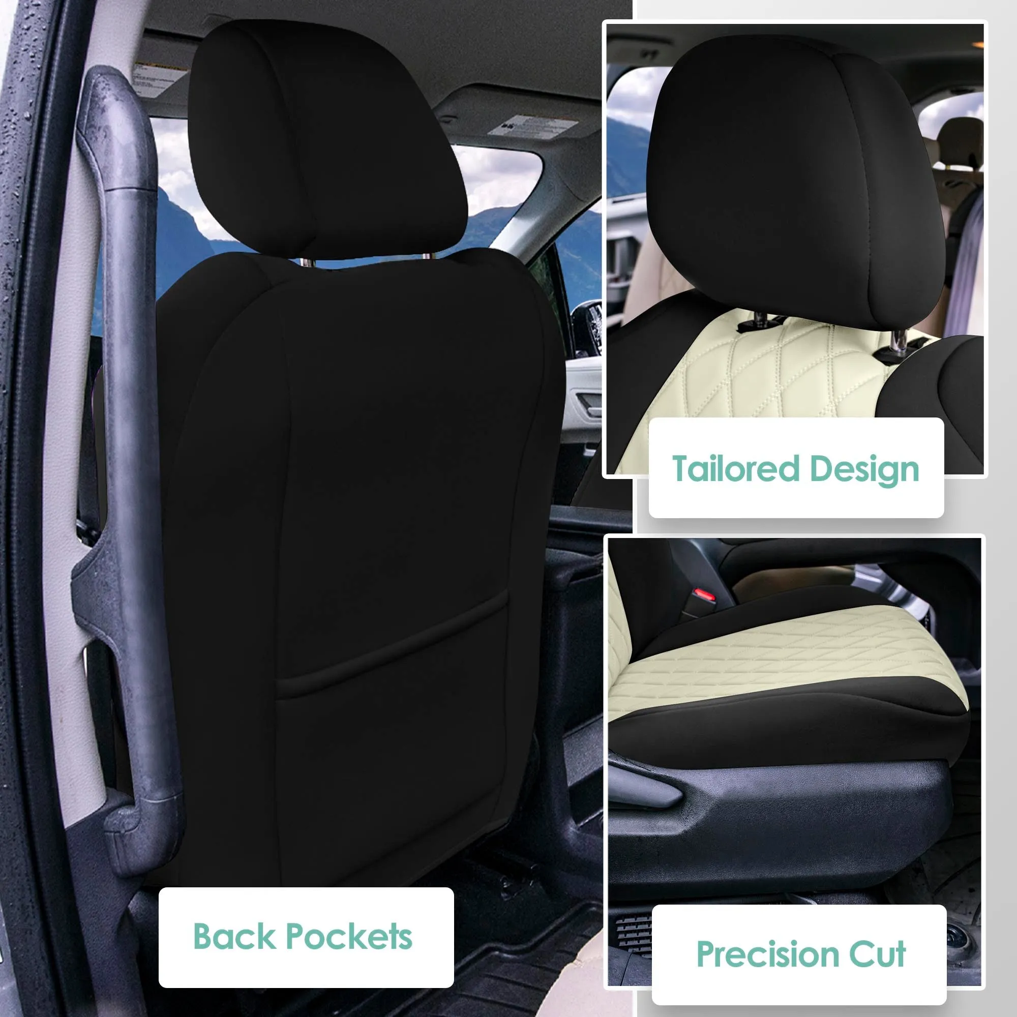 Toyota Sienna - 2021 - 2024 - Front Set Seat Covers - Beige Ultraflex Neoprene