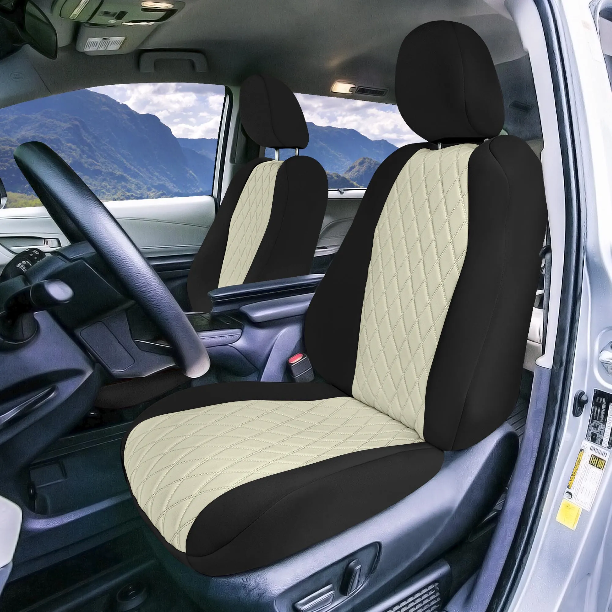 Toyota Sienna - 2021 - 2024 - Front Set Seat Covers - Beige Ultraflex Neoprene