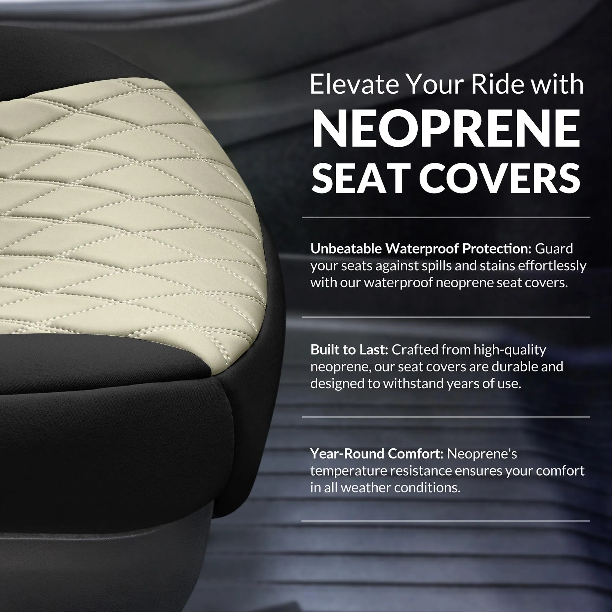 Toyota Sienna - 2021 - 2024 - Front Set Seat Covers - Beige Ultraflex Neoprene