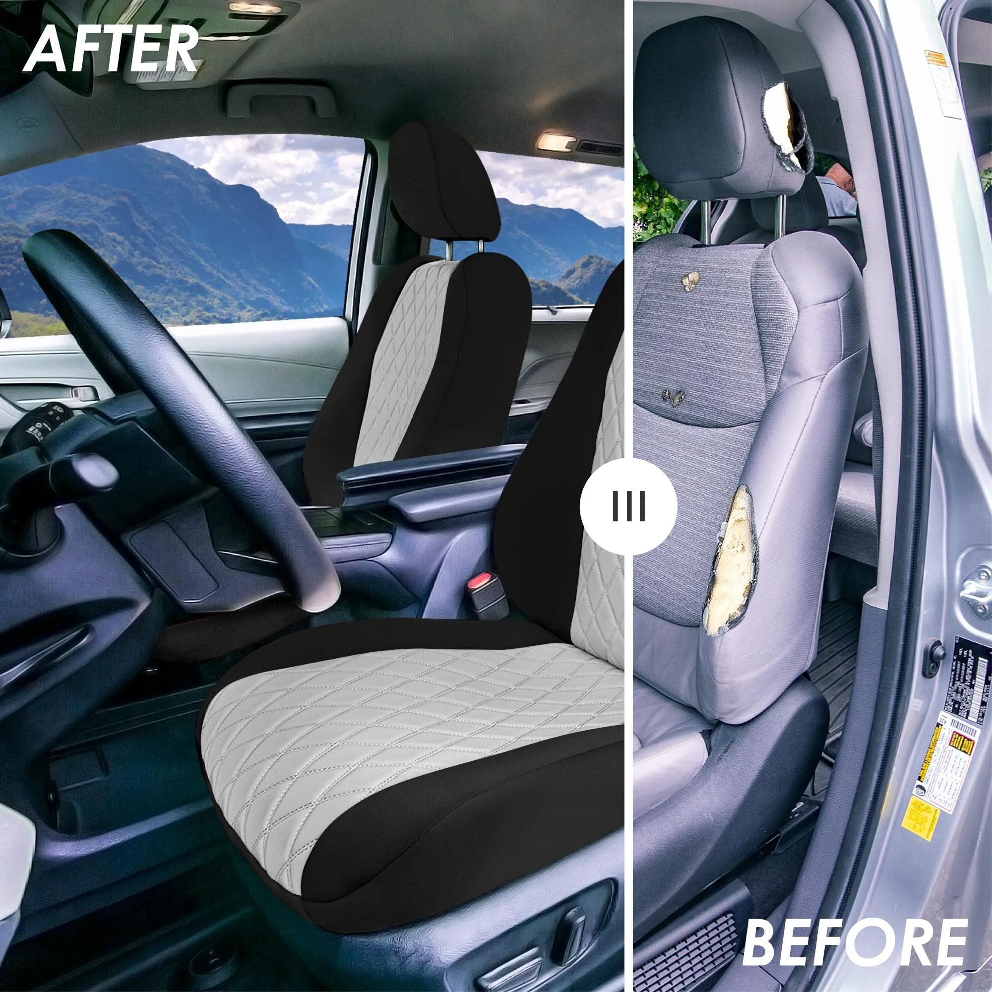 Toyota Sienna - 2021 - 2024 - Front Set Seat Covers - Gray Ultraflex Neoprene