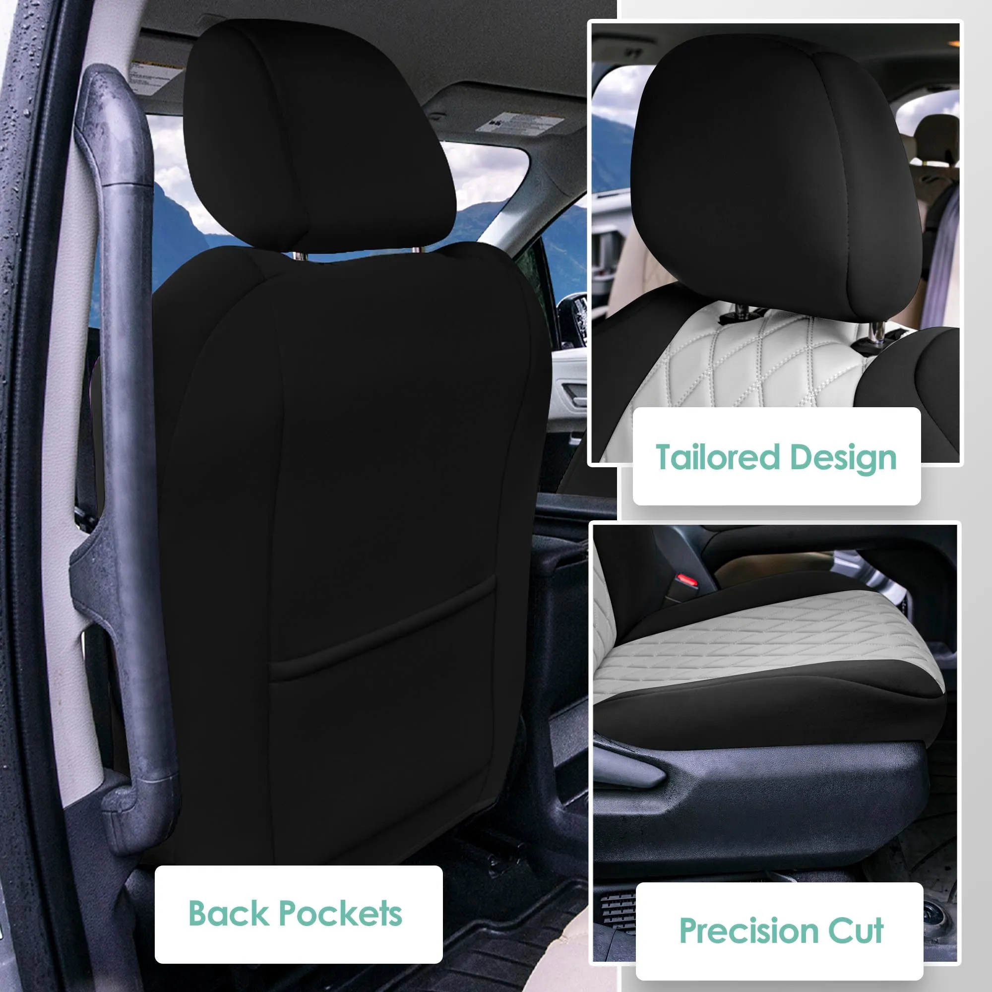 Toyota Sienna - 2021 - 2024 - Front Set Seat Covers - Gray Ultraflex Neoprene