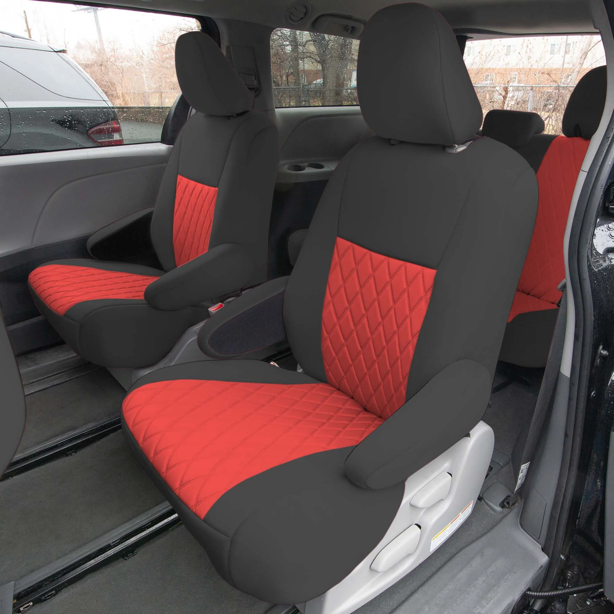Toyota Sienna 7 Passenger 2011 - 2020 - 2nd Row Set Seat Covers - Red Ultraflex Neoprene