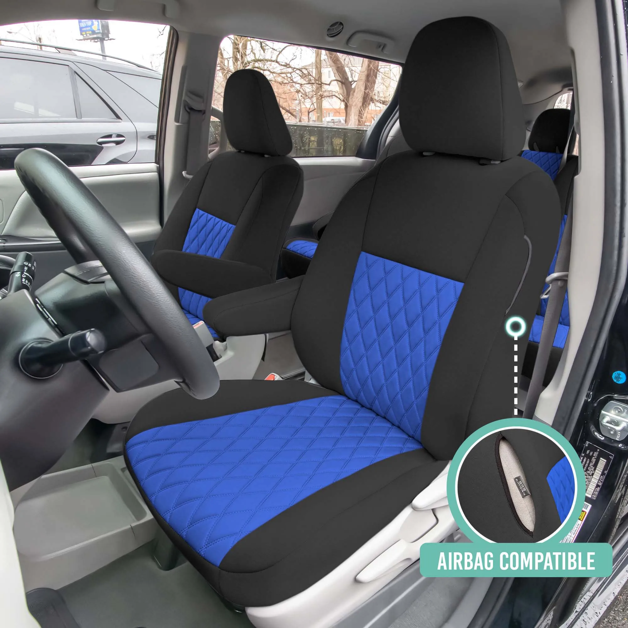 Toyota Sienna 7 Passenger 2011 - 2020 - Full Set Seat Covers - Blue Ultraflex Neoprene