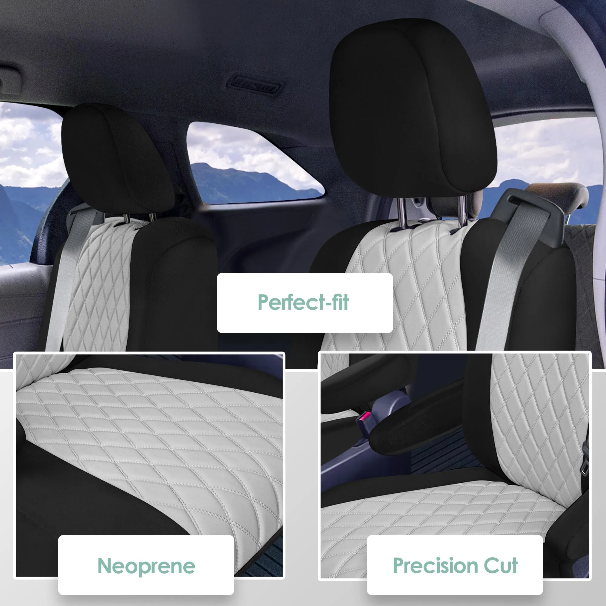 Toyota Sienna 7 Passenger - 2021 - 2024 - 2nd Row Set Seat Covers - Gray Ultraflex Neoprene