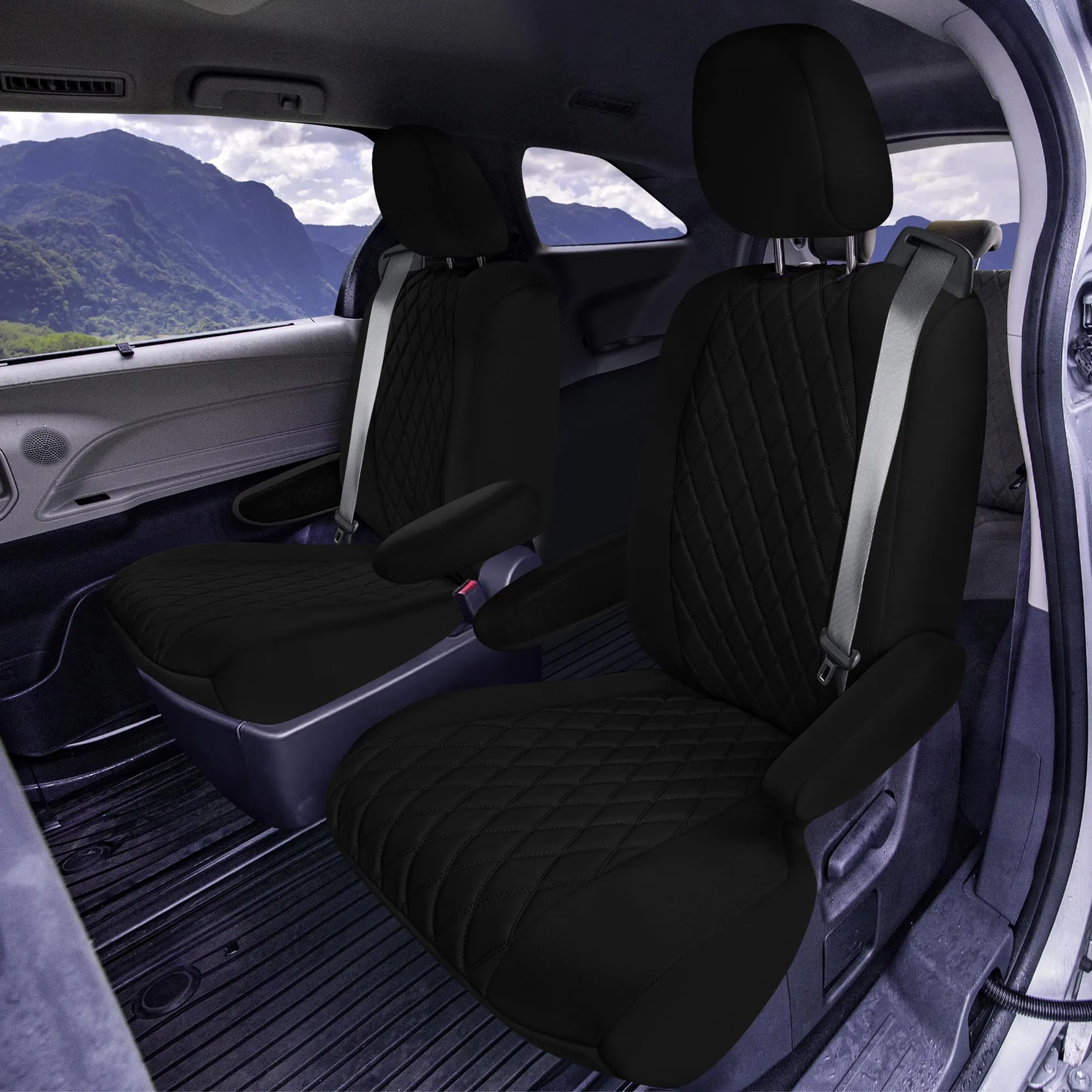 Toyota Sienna 7 Passenger - 2021 - 2024 - Full Set Seat Covers - Black Ultraflex Neoprene
