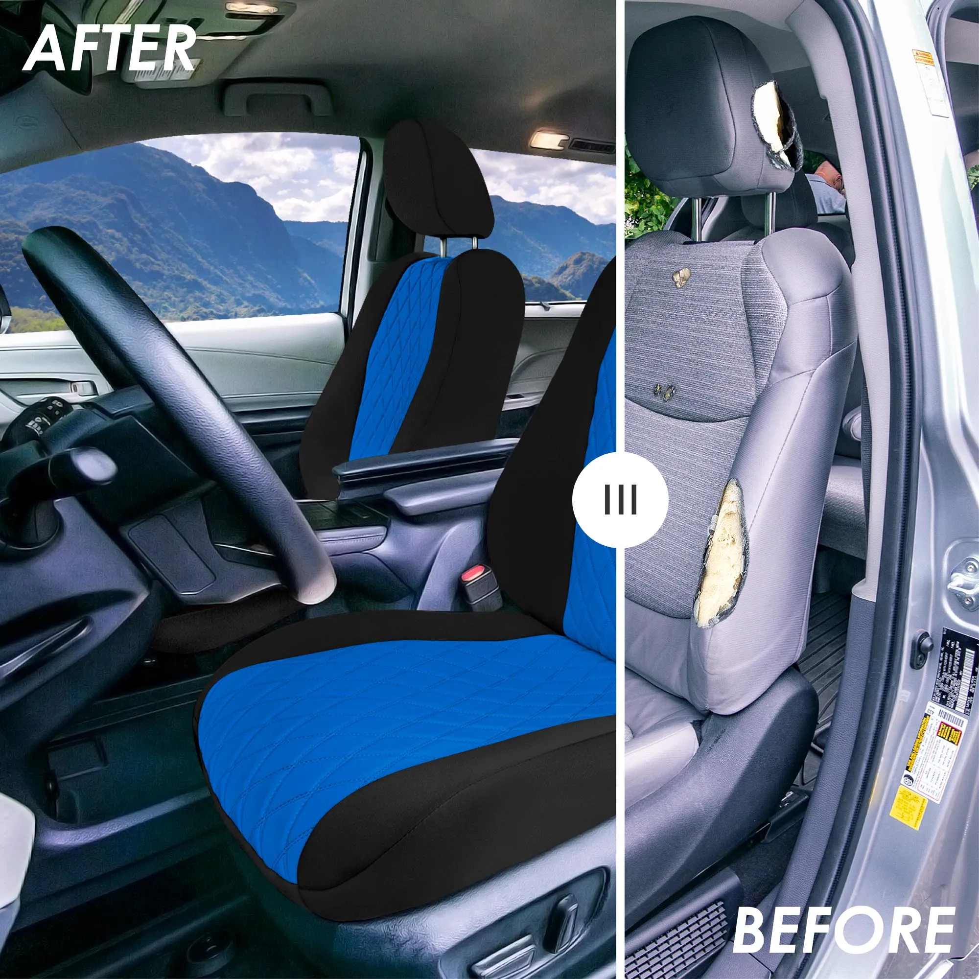Toyota Sienna 7 Passenger - 2021 - 2024 - Full Set Seat Covers - Blue Ultraflex Neoprene