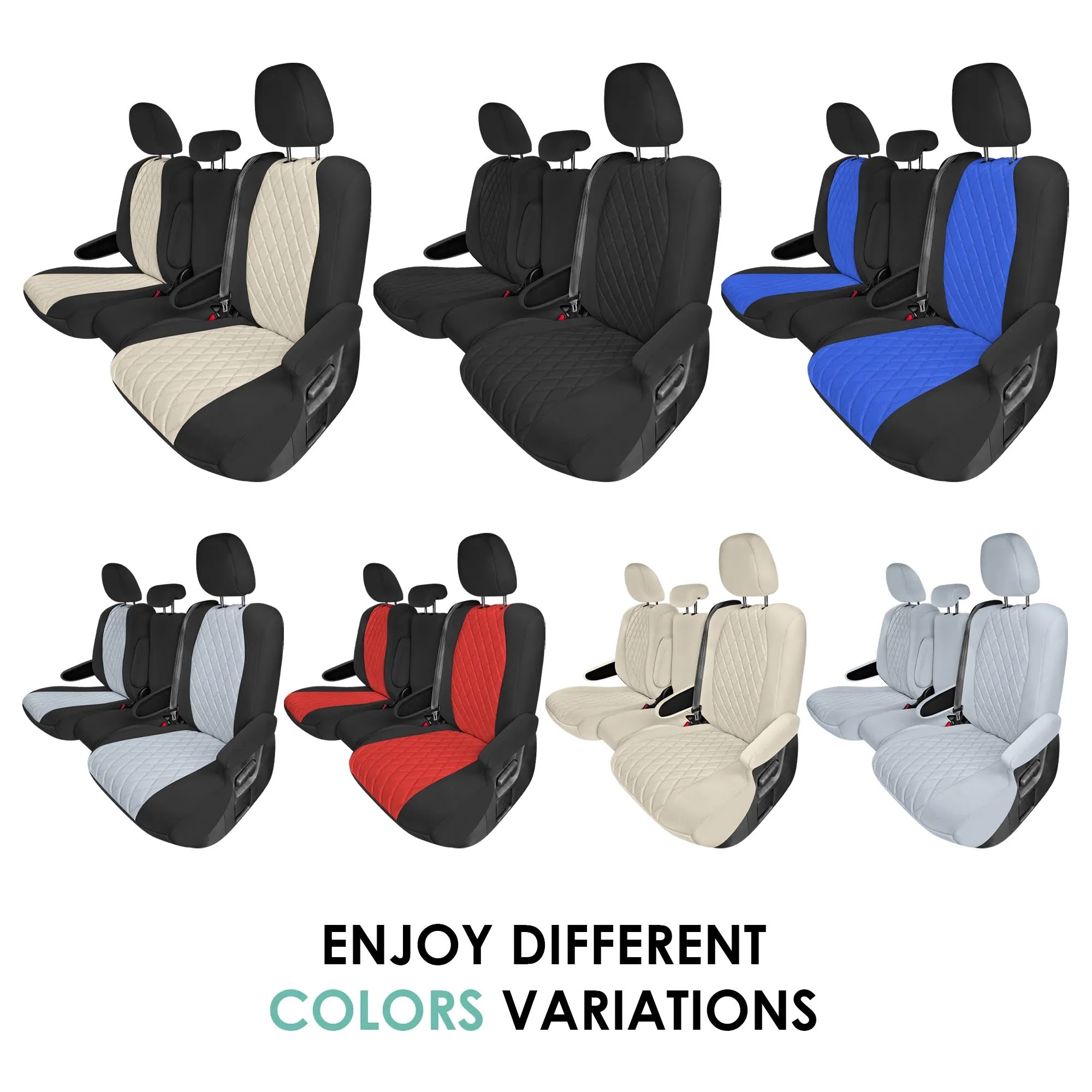 Toyota Sienna 8 Passenger 2011 - 2020 - 2nd Row Set Seat Covers - Solid Beige Ultraflex Neoprene