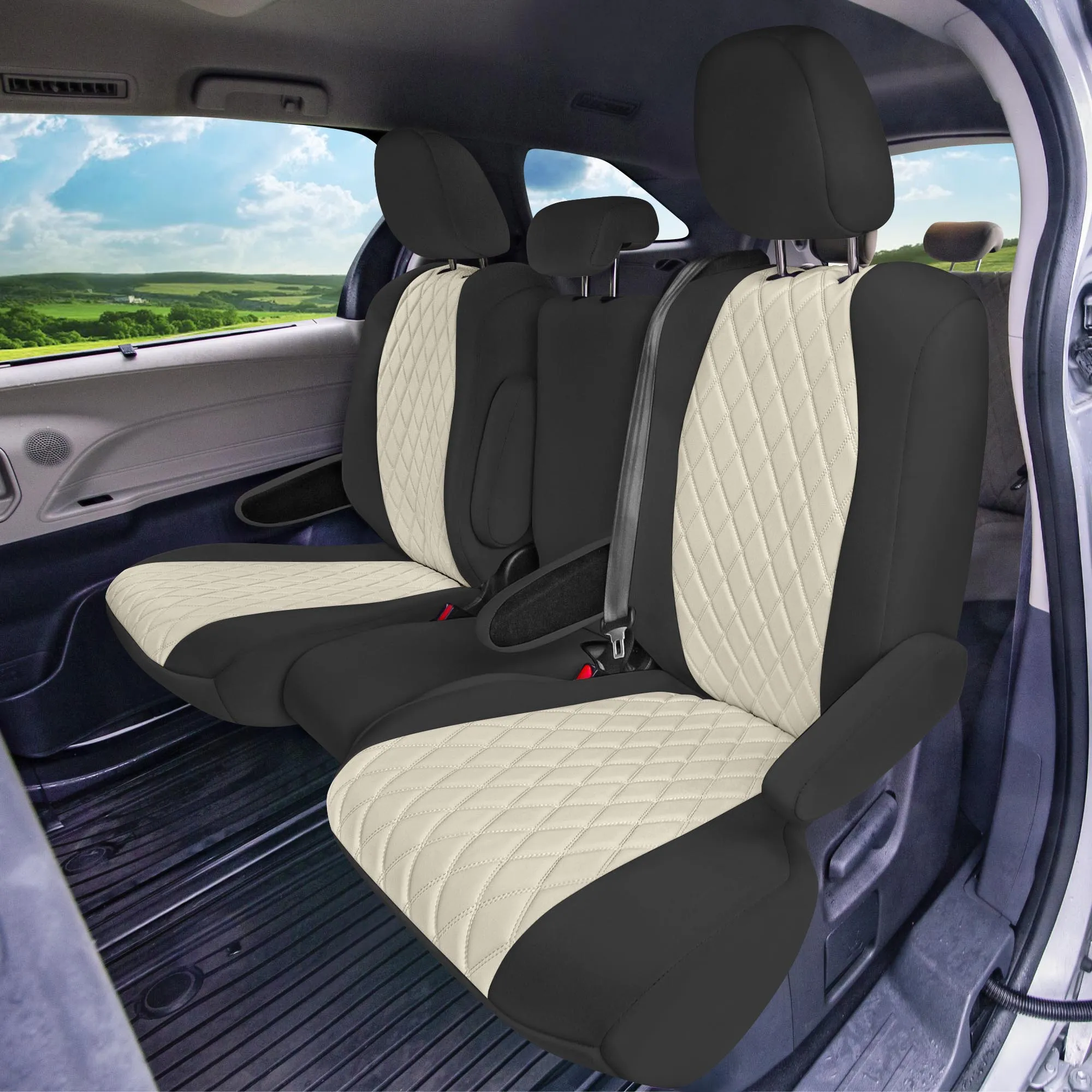 Toyota Sienna 8 Passenger 2011 - 2020 - Full Set Seat Covers - Beige Ultraflex Neoprene