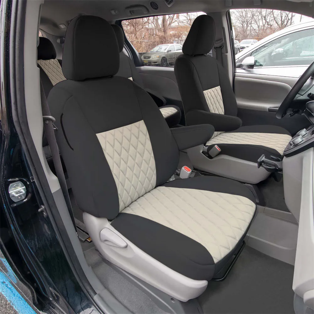 Toyota Sienna 8 Passenger 2011 - 2020 - Full Set Seat Covers - Beige Ultraflex Neoprene