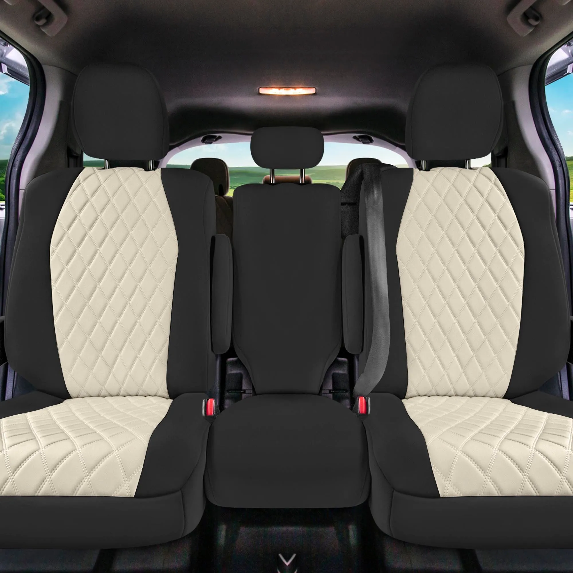 Toyota Sienna 8 Passenger 2011 - 2020 - Full Set Seat Covers - Beige Ultraflex Neoprene
