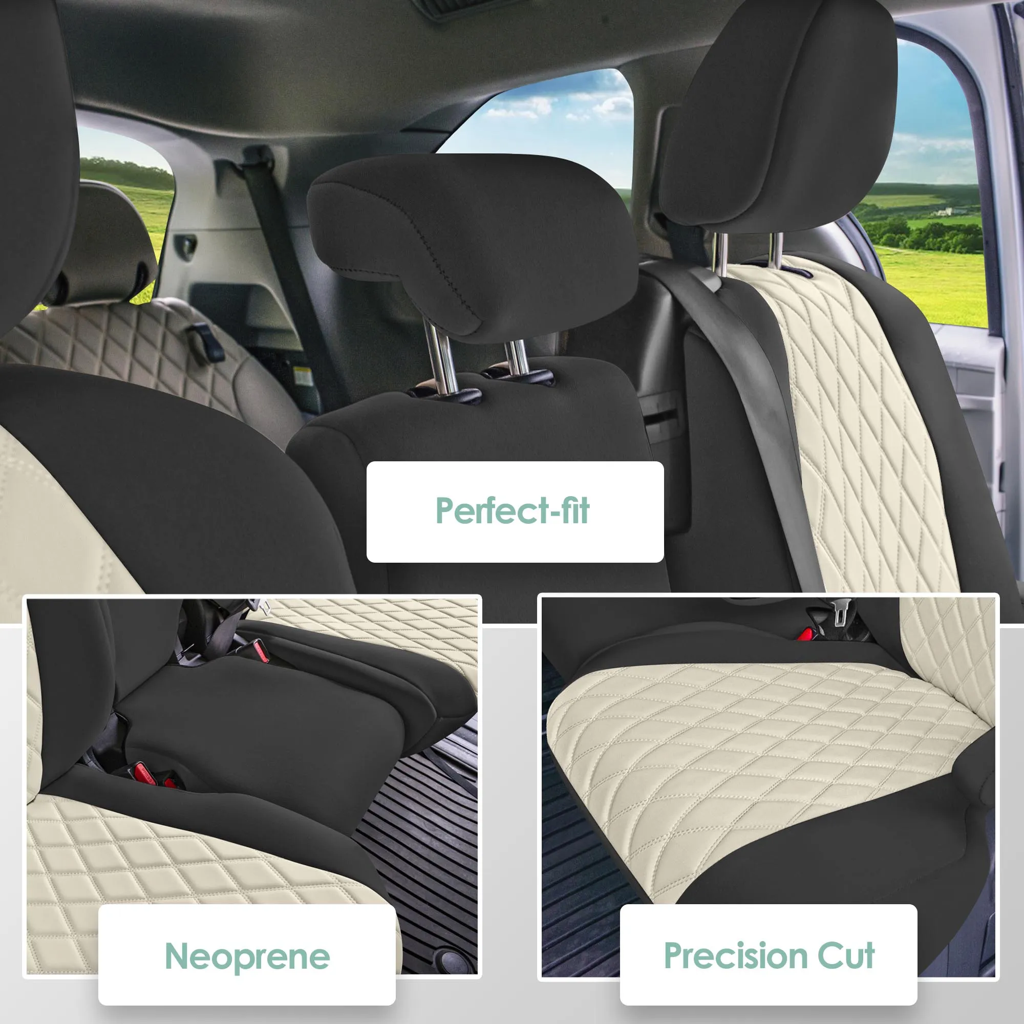 Toyota Sienna 8 Passenger 2011 - 2020 - Full Set Seat Covers - Beige Ultraflex Neoprene