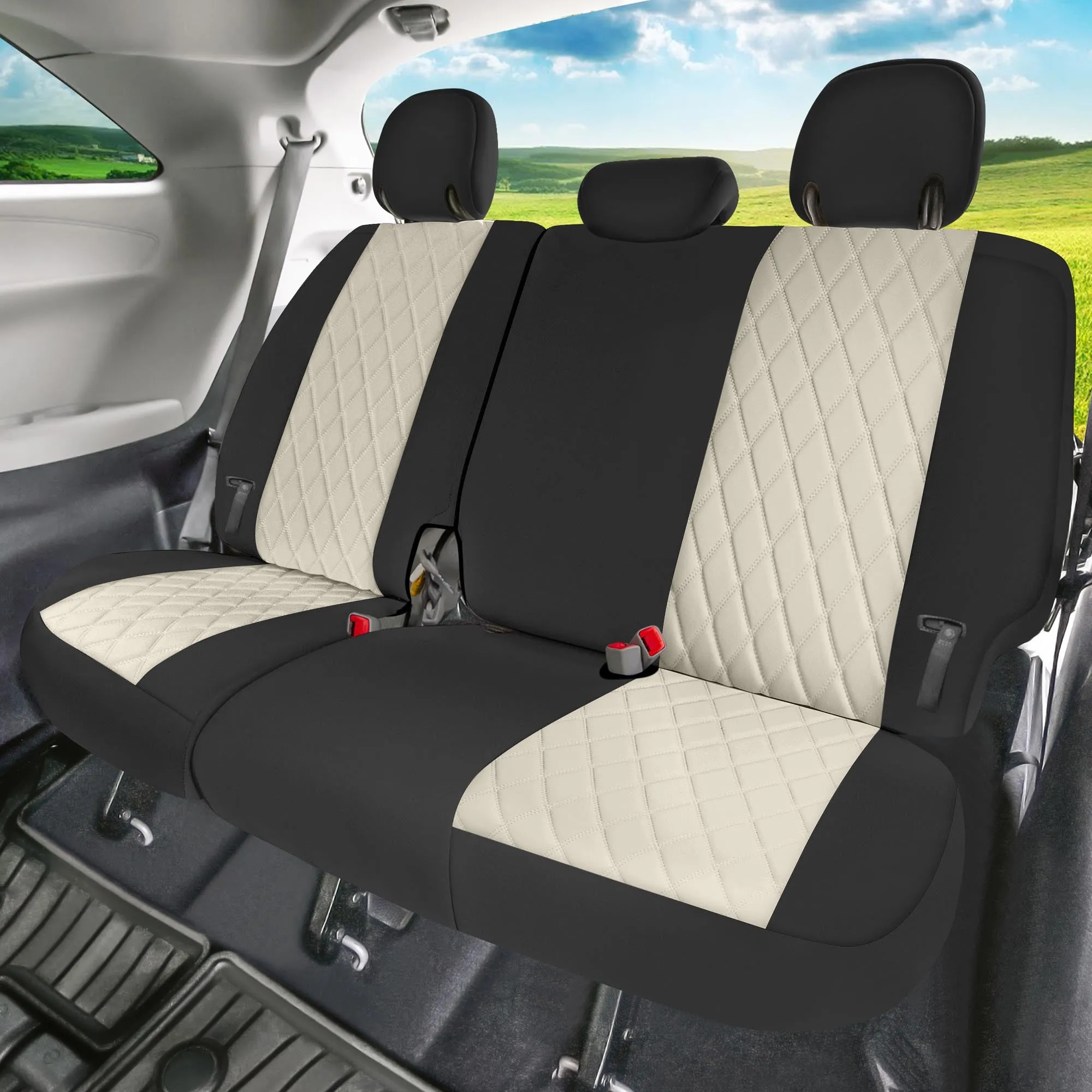 Toyota Sienna 8 Passenger 2011 - 2020 - Full Set Seat Covers - Beige Ultraflex Neoprene