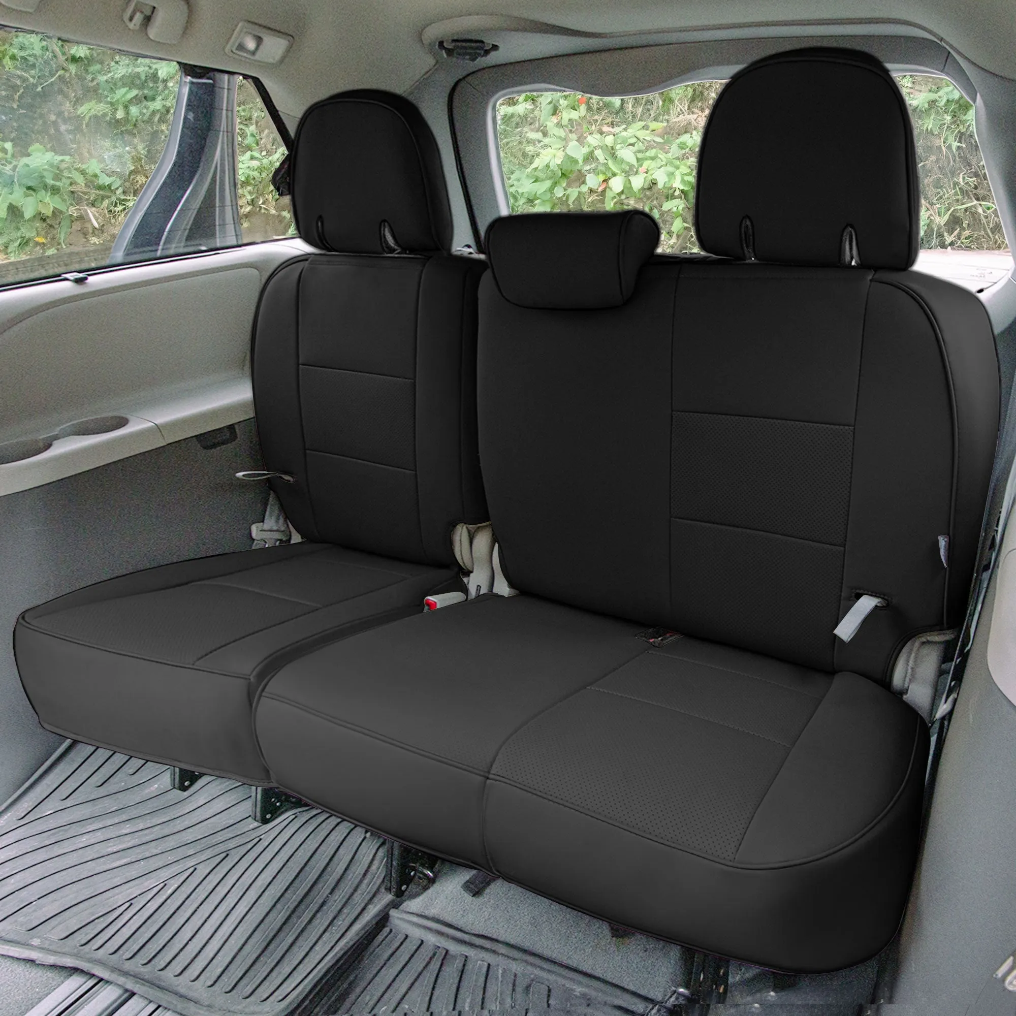 Toyota Sienna 8 Passenger 2011 - 2020 - Full Set Seat Covers - Black Faux Leather
