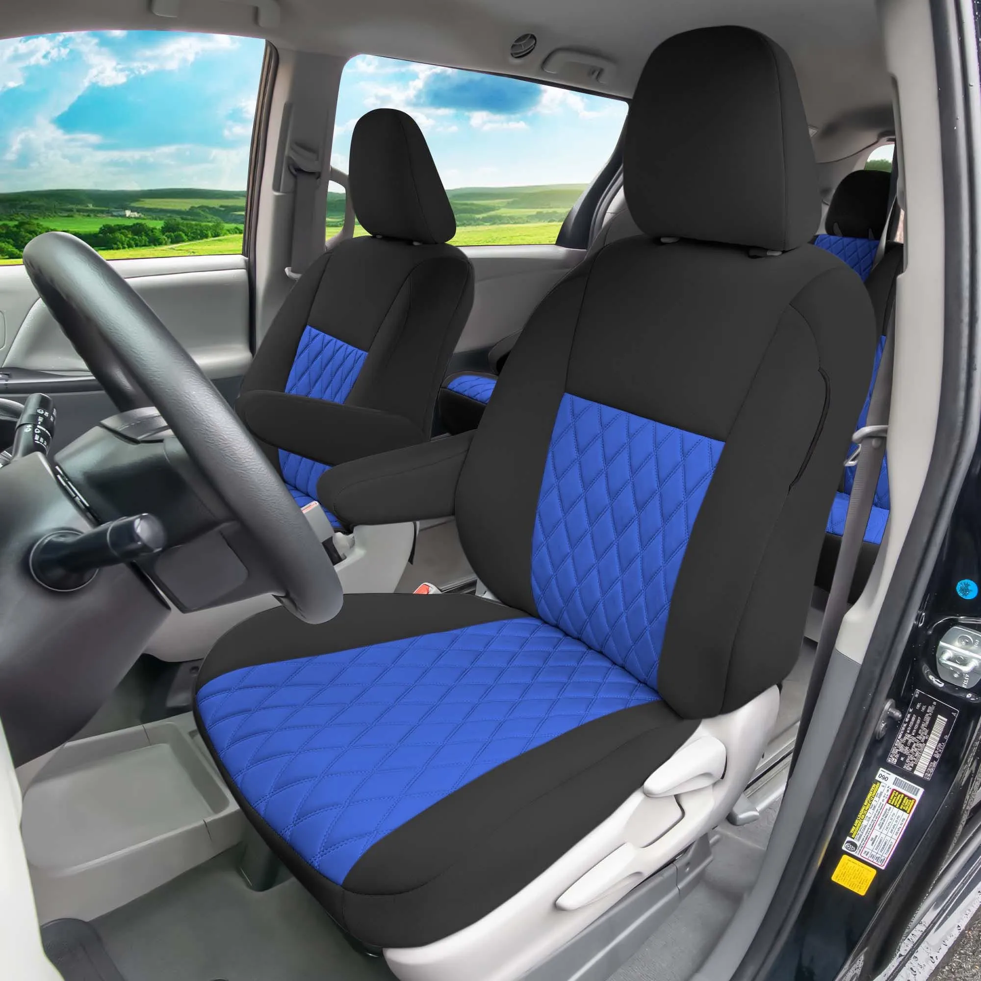 Toyota Sienna 8 Passenger 2011 - 2020 - Full Set Seat Covers - Blue Ultraflex Neoprene