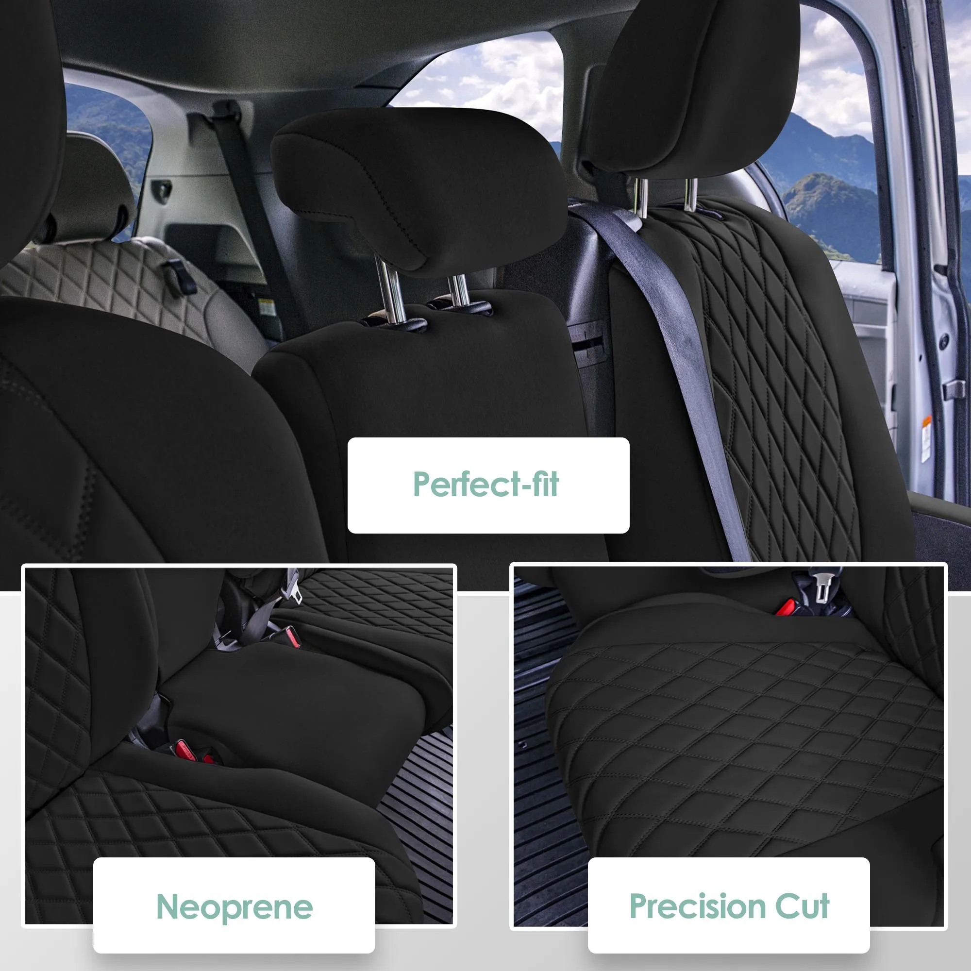 Toyota Sienna 8 Passenger - 2021 - 2024 - 2nd Row Set Seat Covers - Black Ultraflex Neoprene