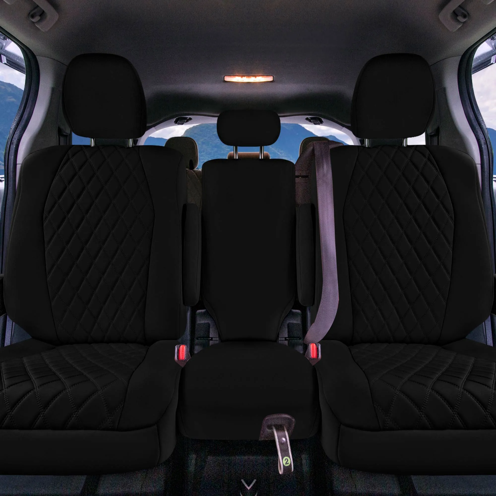 Toyota Sienna 8 Passenger - 2021 - 2024 - 2nd Row Set Seat Covers - Black Ultraflex Neoprene