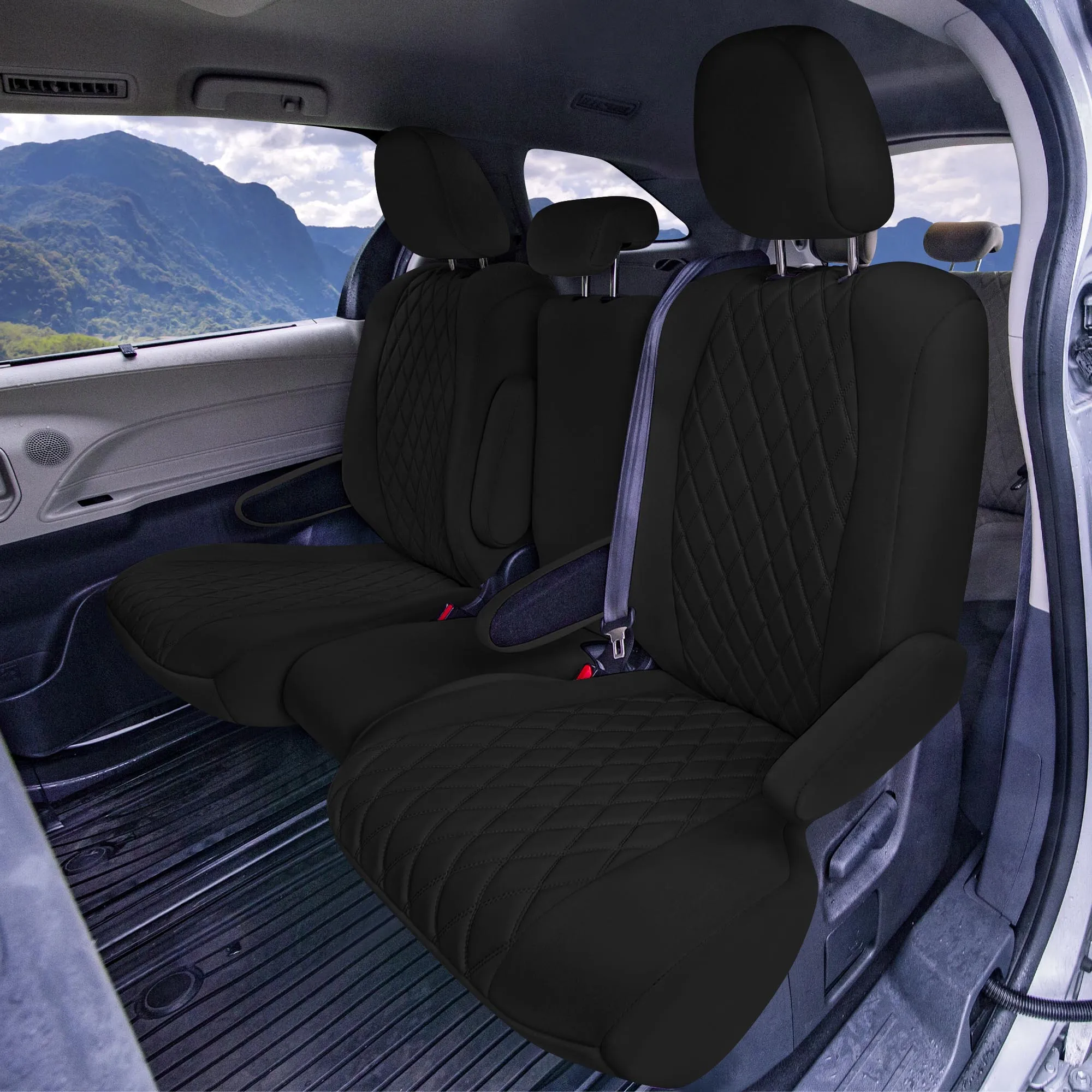 Toyota Sienna 8 Passenger - 2021 - 2024 - 2nd Row Set Seat Covers - Black Ultraflex Neoprene