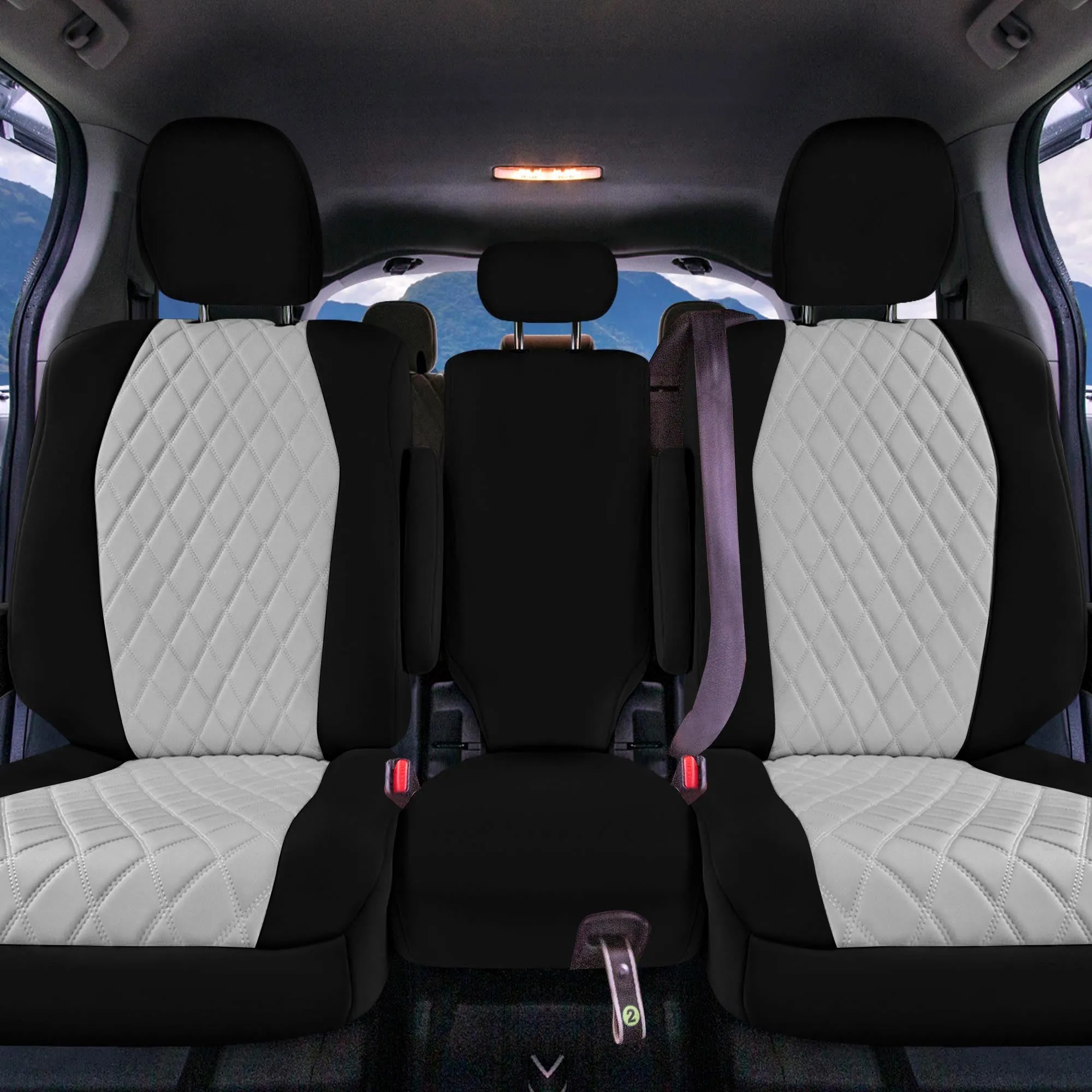 Toyota Sienna 8 Passenger - 2021 - 2024 - 2nd Row Set Seat Covers - Gray Ultraflex Neoprene