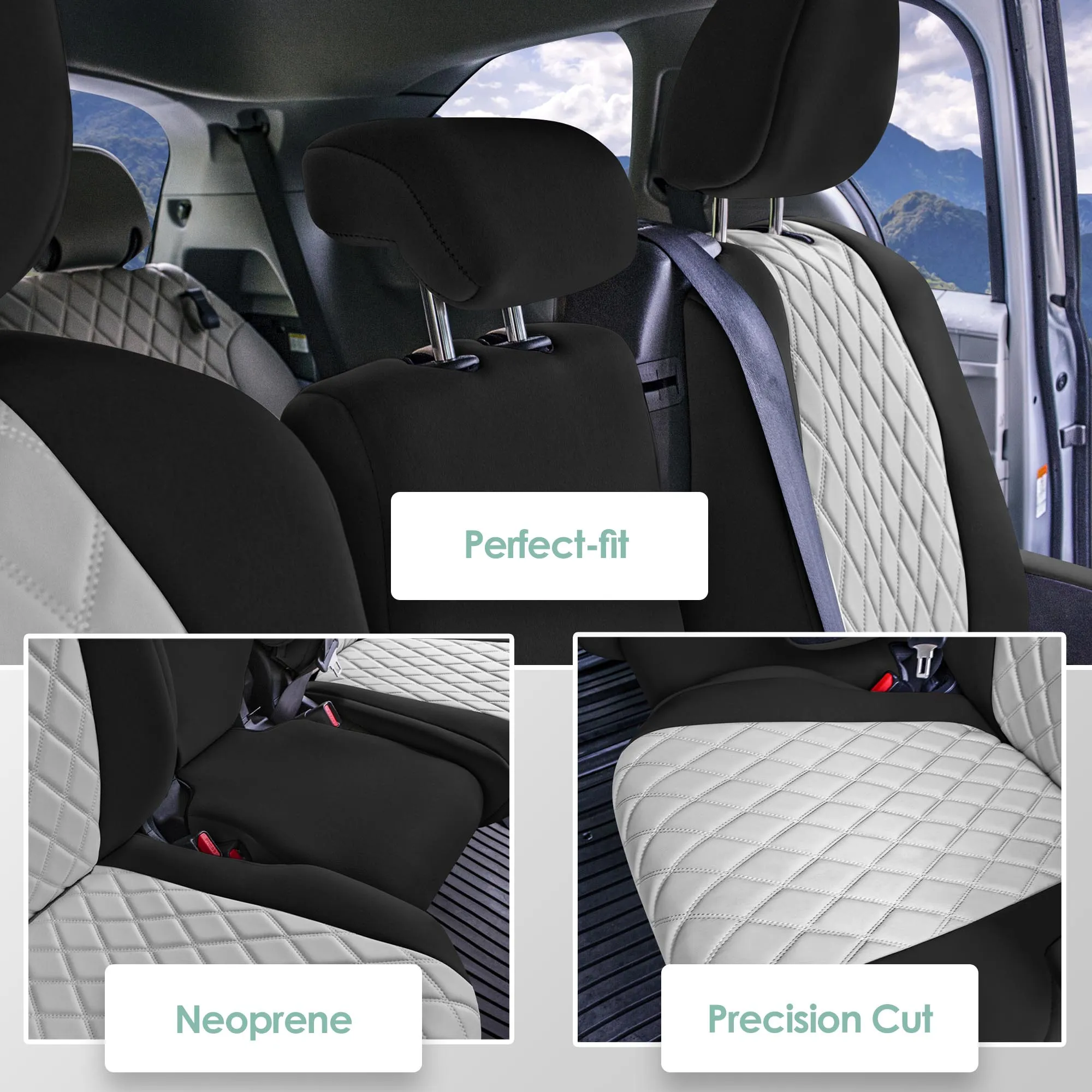 Toyota Sienna 8 Passenger - 2021 - 2024 - 2nd Row Set Seat Covers - Gray Ultraflex Neoprene