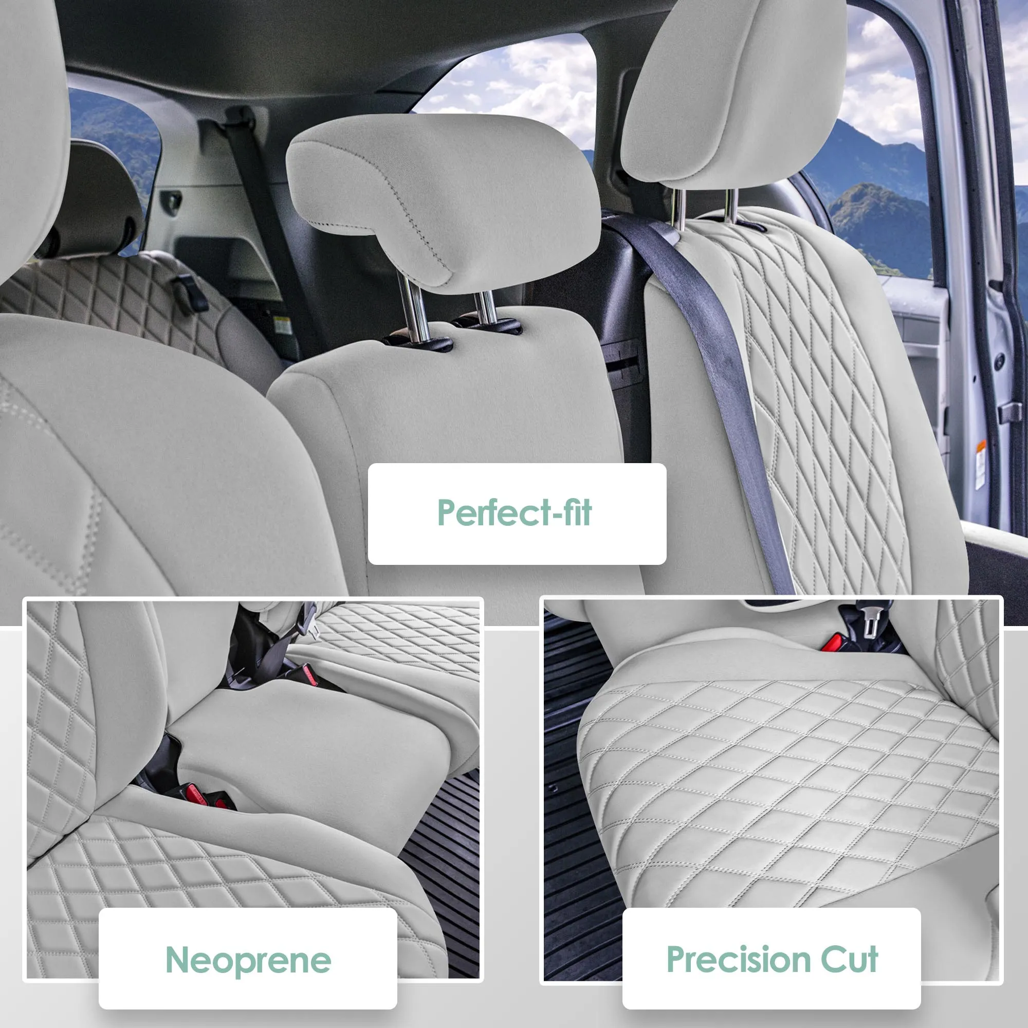 Toyota Sienna 8 Passenger - 2021 - 2024 - 2nd Row Set Seat Covers - Solid Gray Ultraflex Neoprene