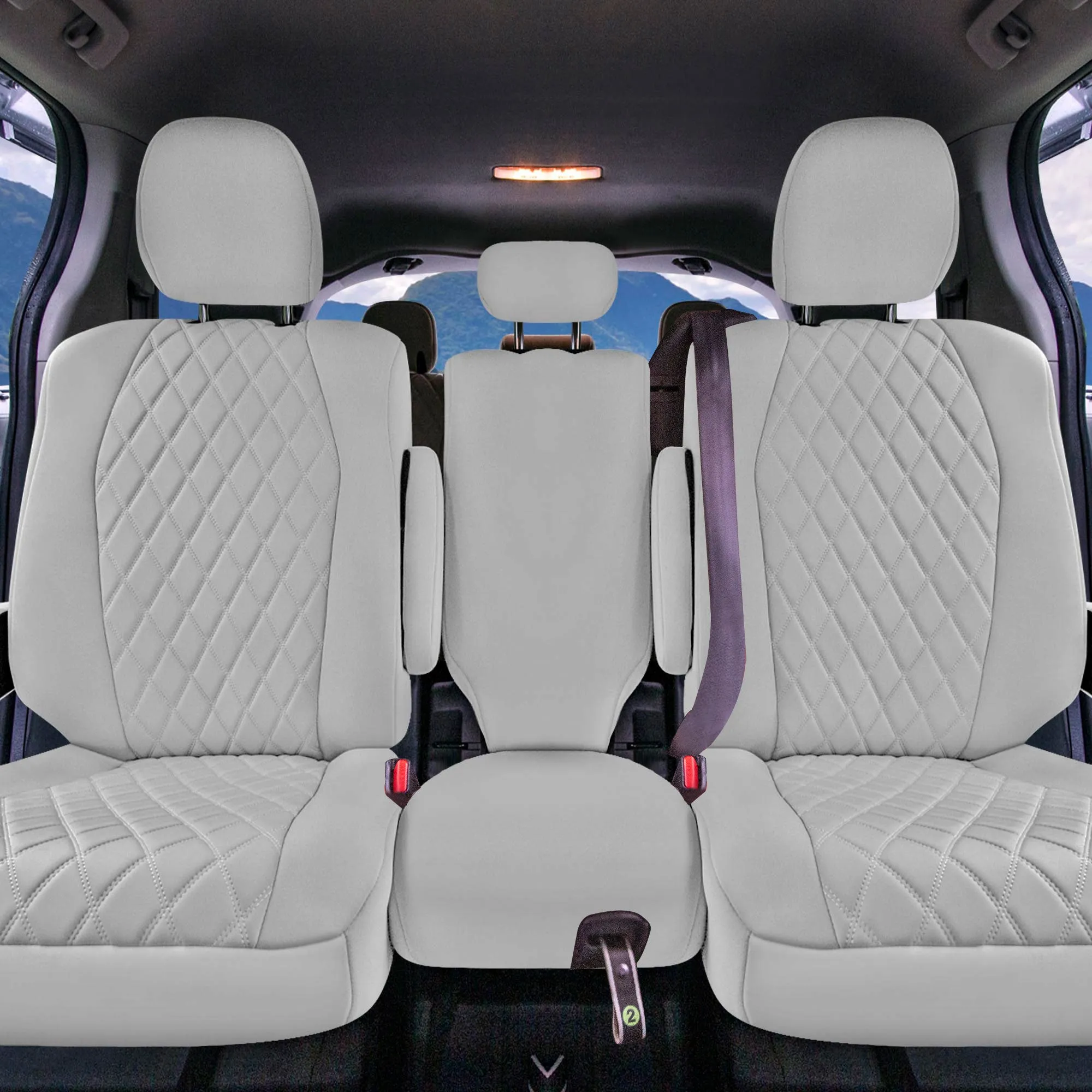 Toyota Sienna 8 Passenger - 2021 - 2024 - 2nd Row Set Seat Covers - Solid Gray Ultraflex Neoprene