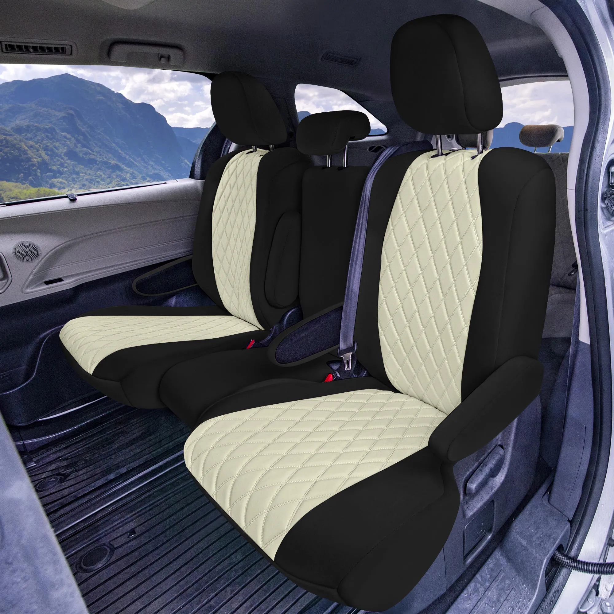 Toyota Sienna 8 Passenger - 2021 - 2024 - Full Set Seat Covers - Beige Ultraflex Neoprene