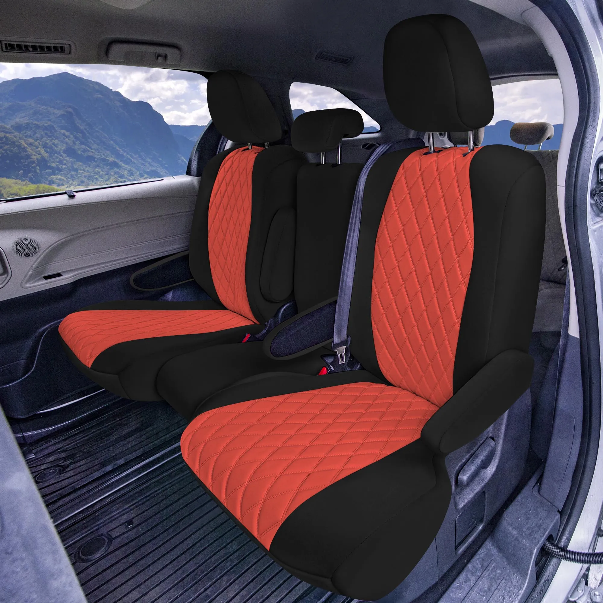 Toyota Sienna 8 Passenger - 2021 - 2024 - Full Set Seat Covers - Red Ultraflex Neoprene