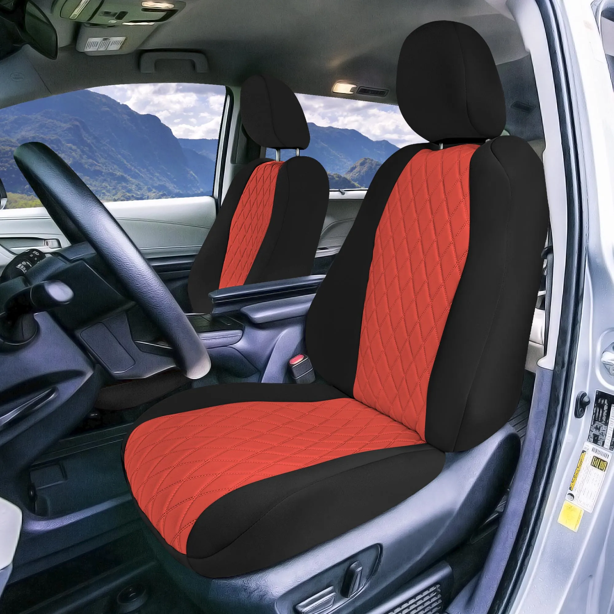 Toyota Sienna 8 Passenger - 2021 - 2024 - Full Set Seat Covers - Red Ultraflex Neoprene
