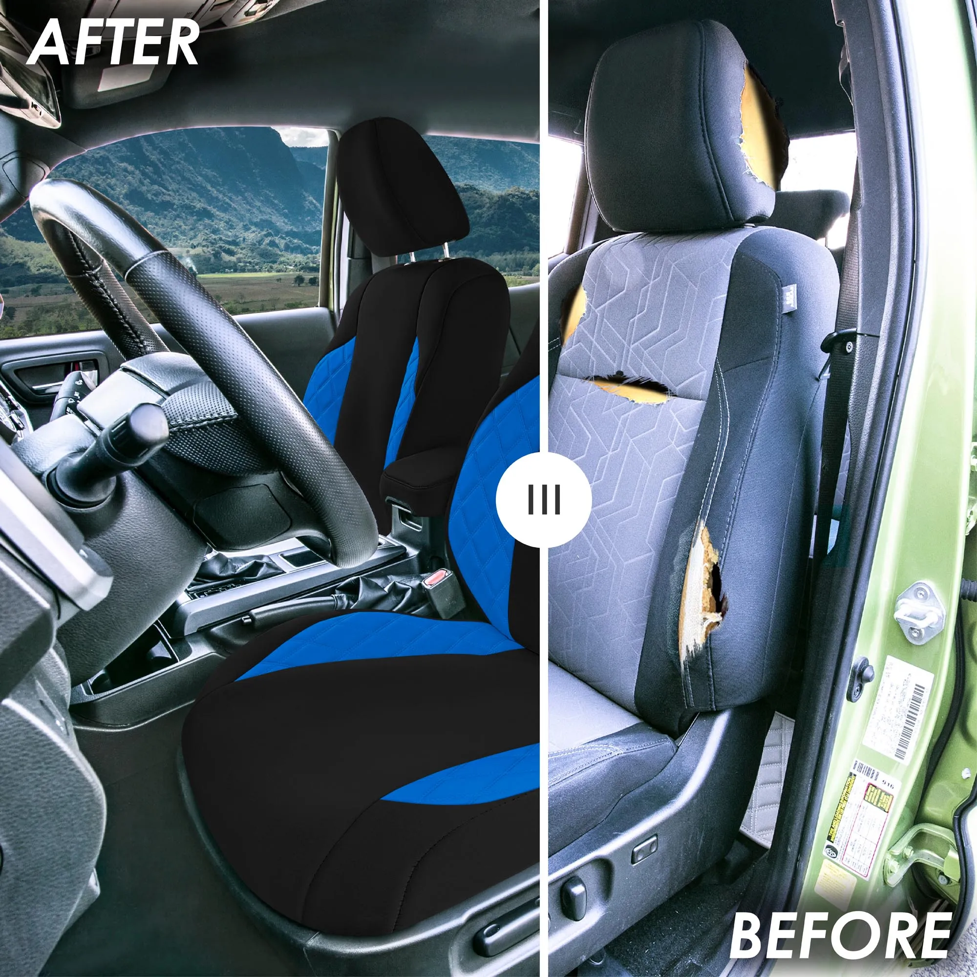 Toyota Tacoma - 2016-2023 - Front Set Seat Covers - Blue Ultraflex Neoprene