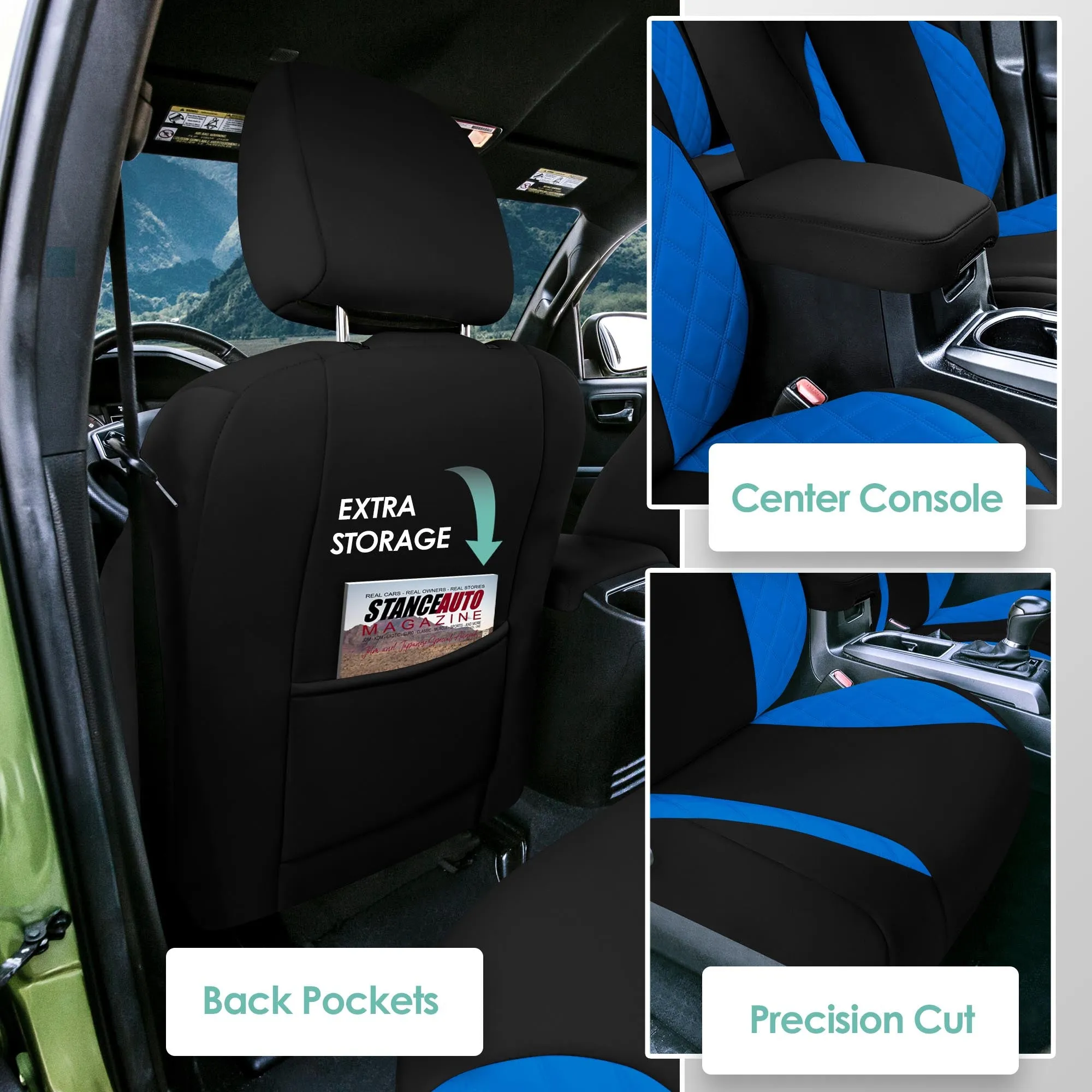 Toyota Tacoma - 2016-2023 - Front Set Seat Covers - Blue Ultraflex Neoprene