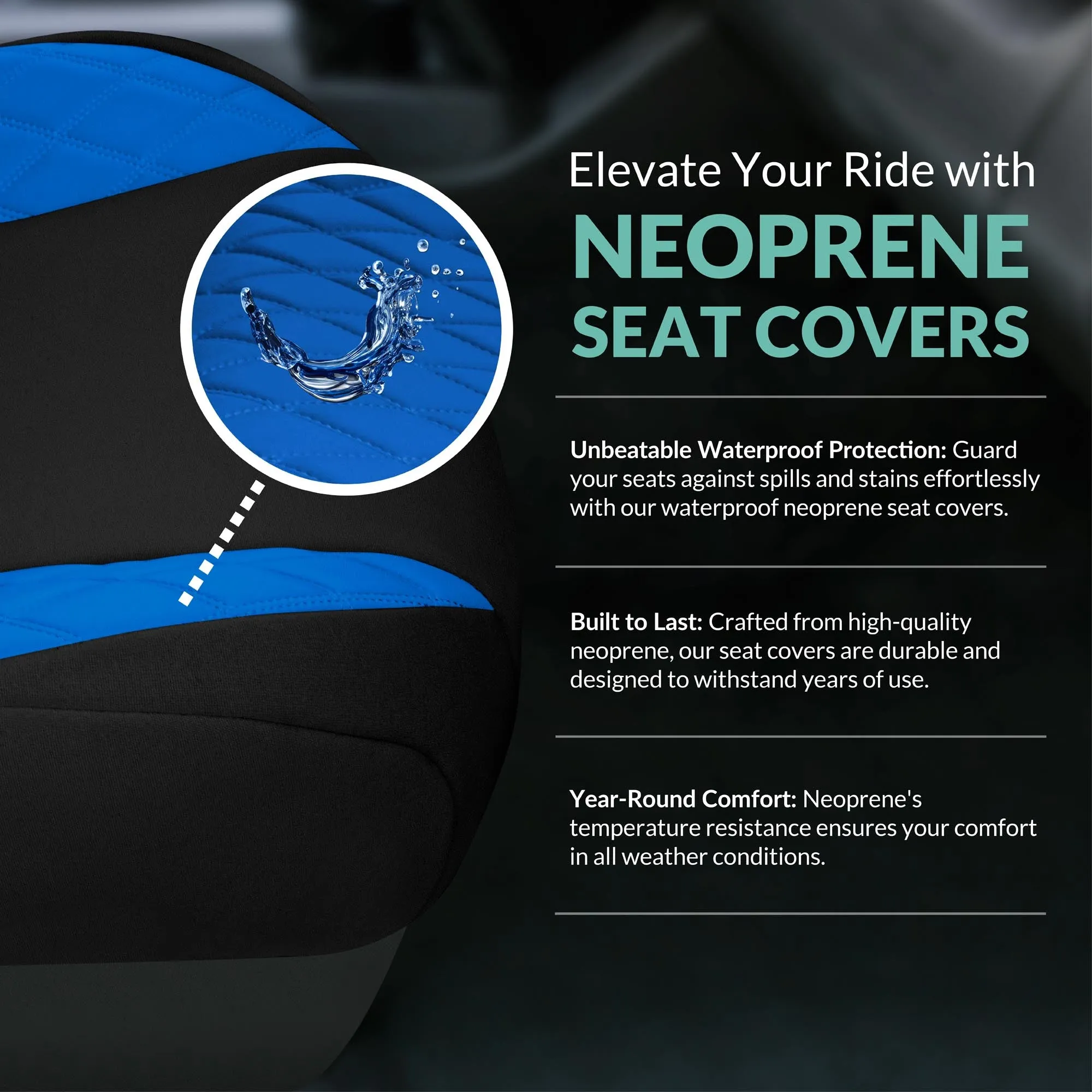 Toyota Tacoma - 2016-2023 - Front Set Seat Covers - Blue Ultraflex Neoprene