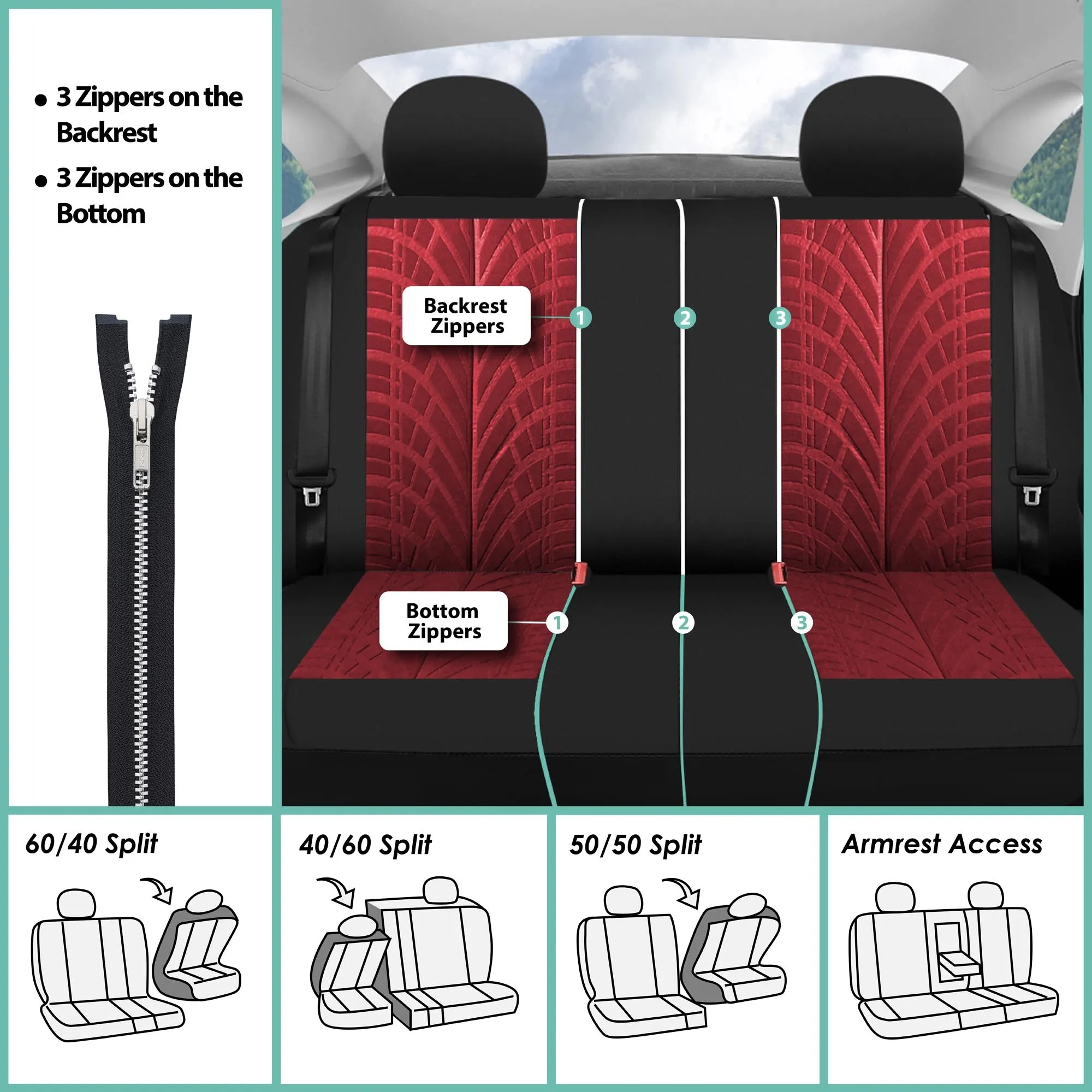 Travel Master Seat Covers - Full Set Burgundy