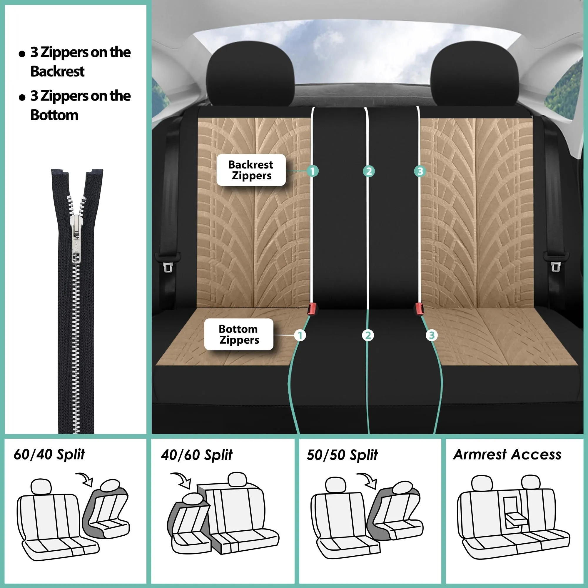 Travel Master Seat Covers - Rear Beige