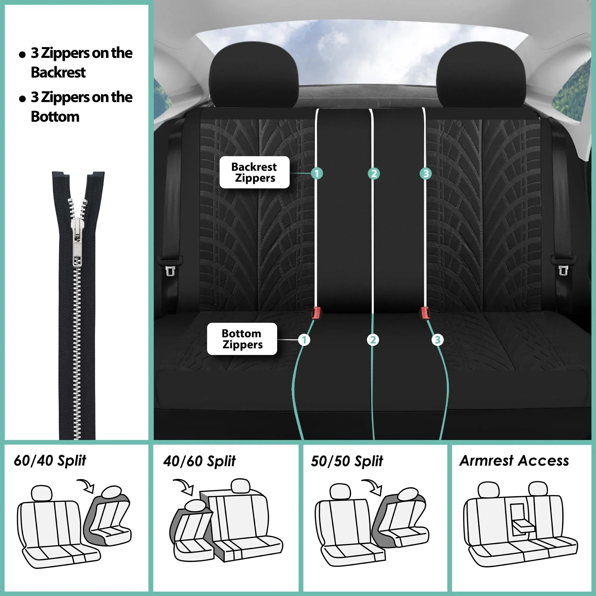 Travel Master Seat Covers - Rear Black