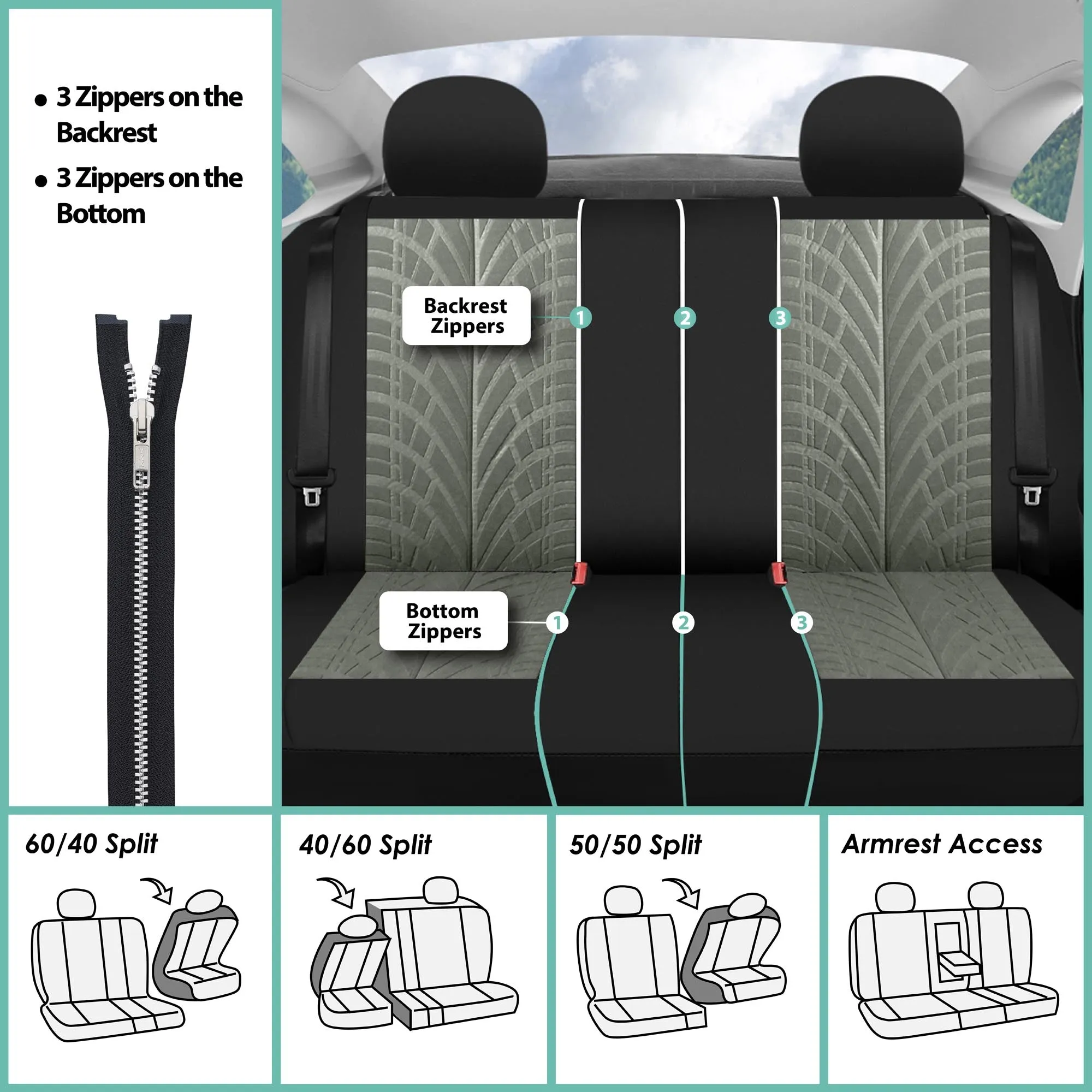 Travel Master Seat Covers - Rear Gray
