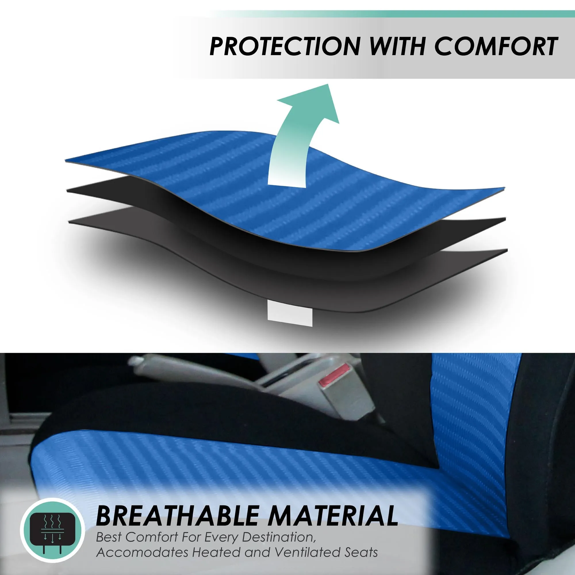 Trendy Elegance 3D Air Mesh 3 Row 7 Seater - Blue Seat Covers