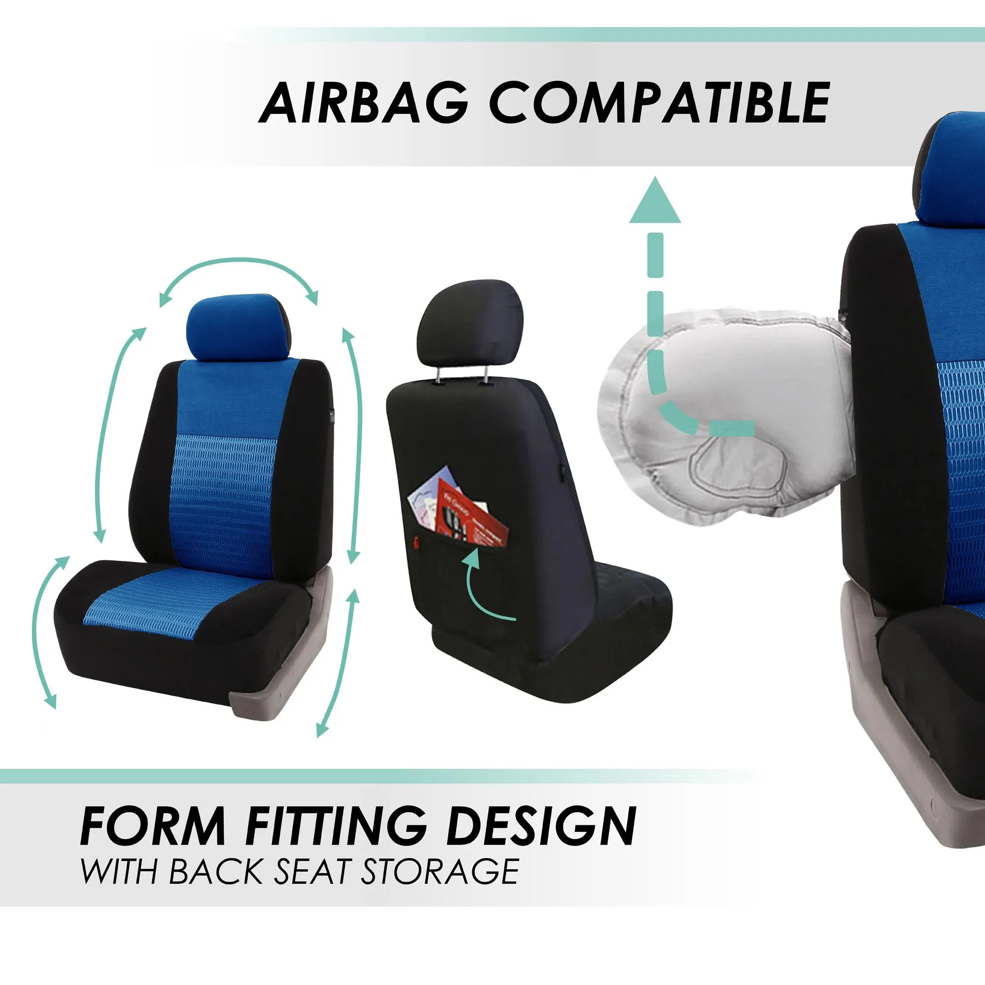Trendy Elegance 3D Air Mesh 3 Row 7 Seater - Blue Seat Covers